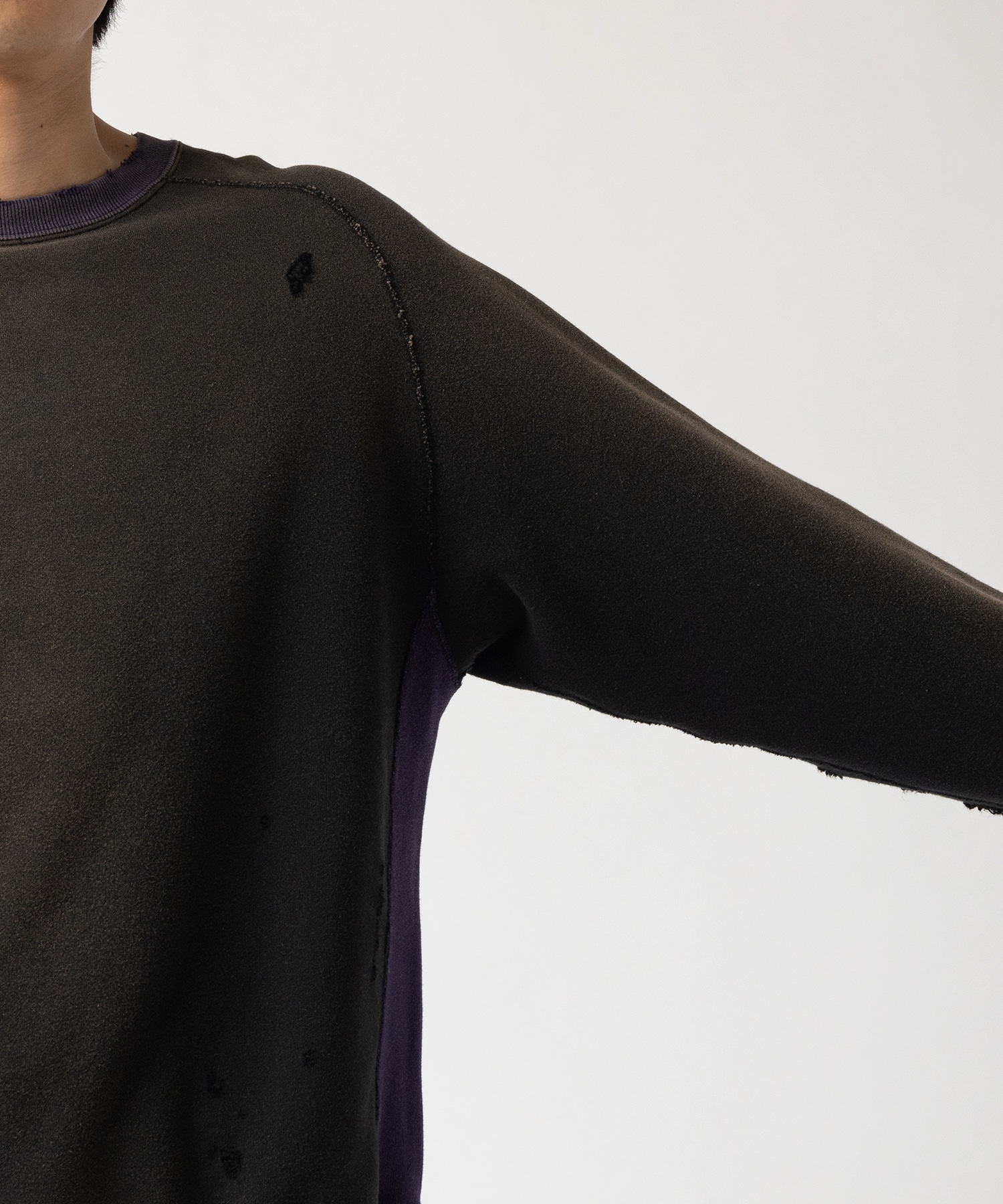 2-Tone Crew Neck Sweat Shirt - Cotton French Terry NEEDLES