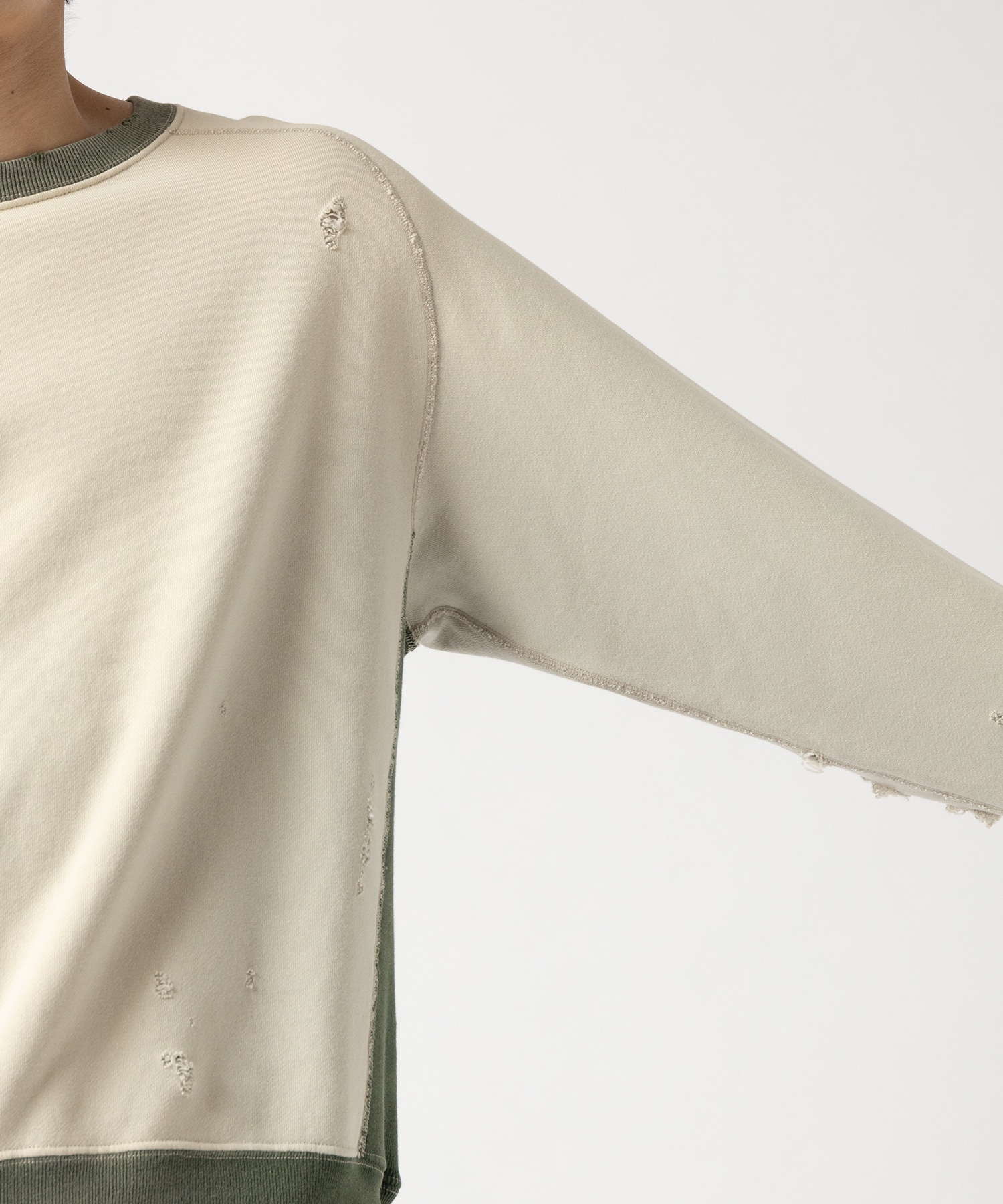 2-Tone Crew Neck Sweat Shirt - Cotton French Terry NEEDLES