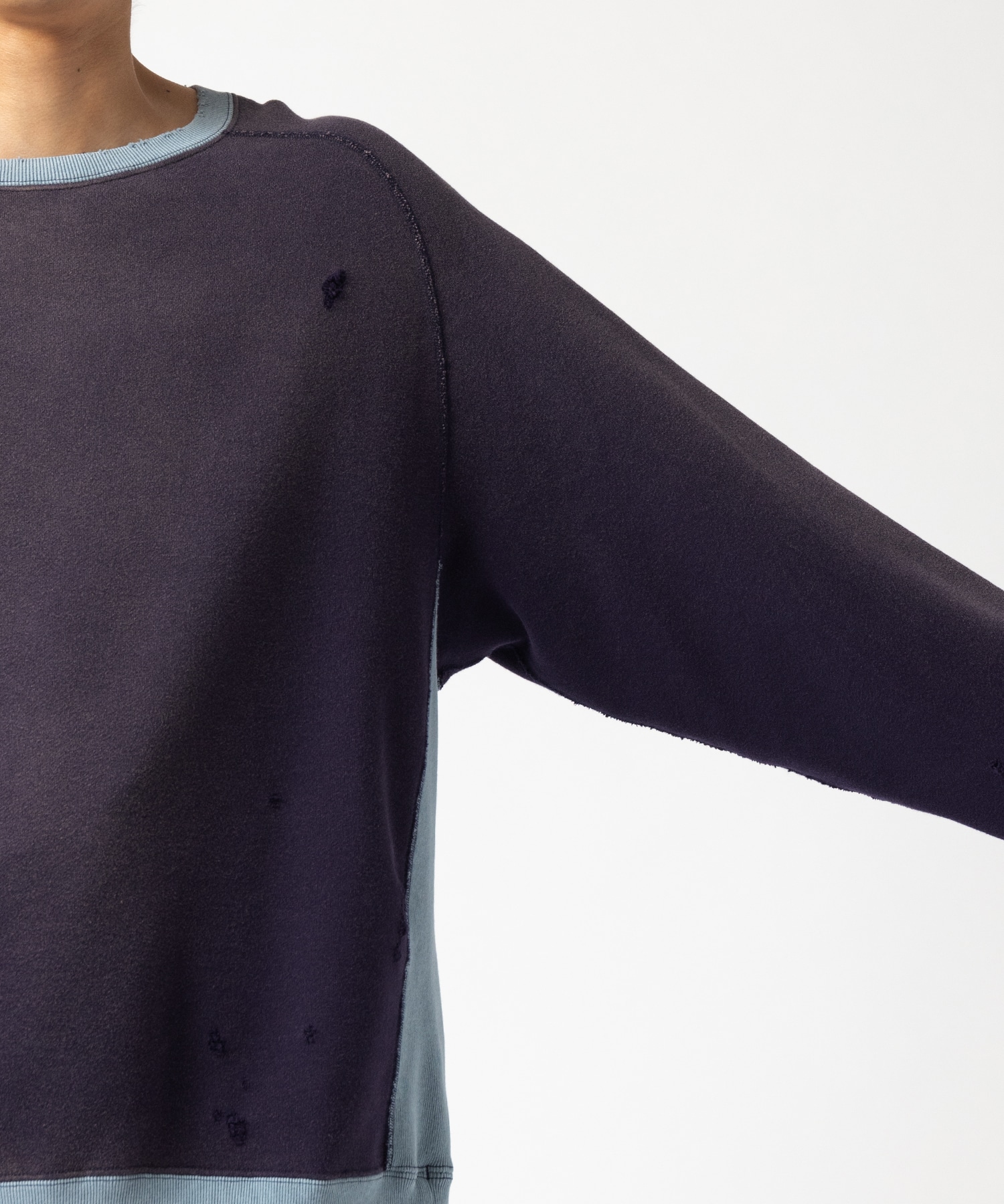 2-Tone Crew Neck Sweat Shirt - Cotton French Terry NEEDLES