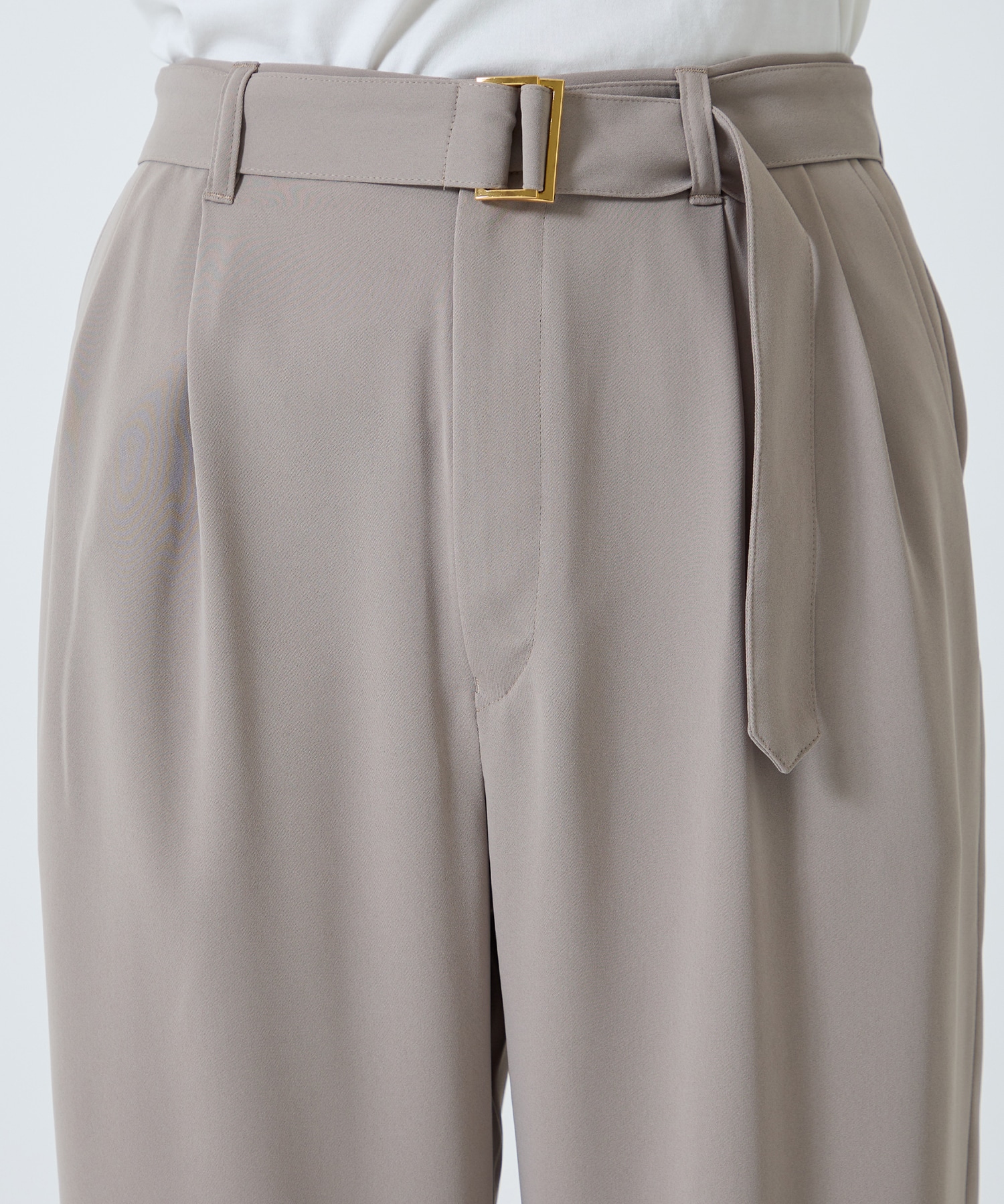 Double Satin 2 Tuck Wide Pants with Long Belt CULLNI