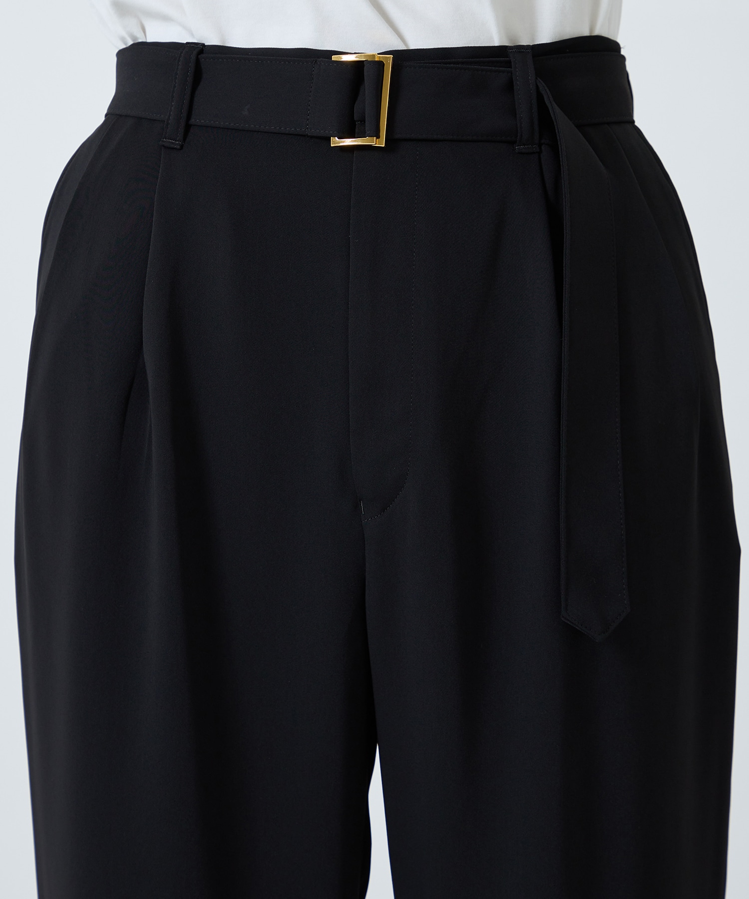 Double Satin 2 Tuck Wide Pants with Long Belt CULLNI