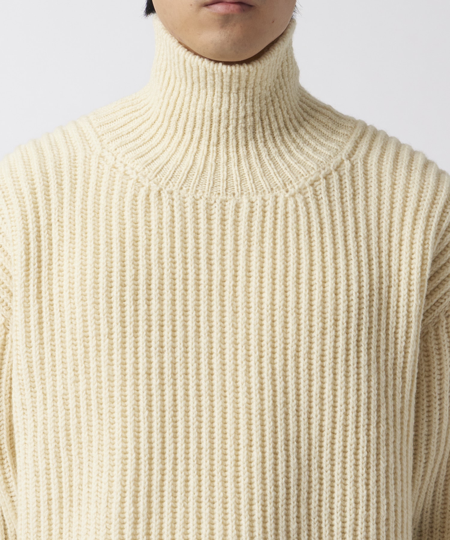 Wool broken knit high neck sweater 08sircus