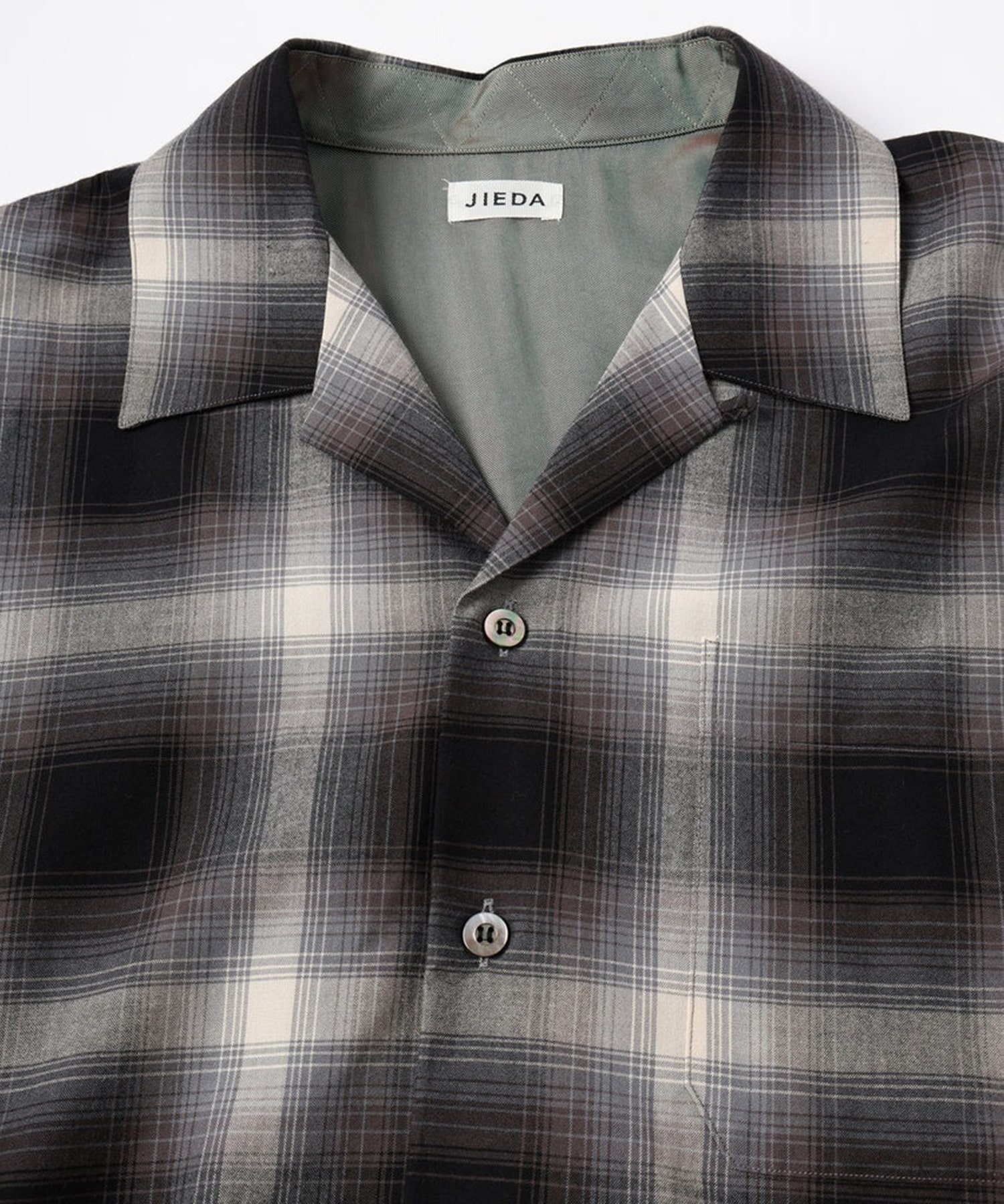 CHECK OPEN COLLAR SHIRT JieDa