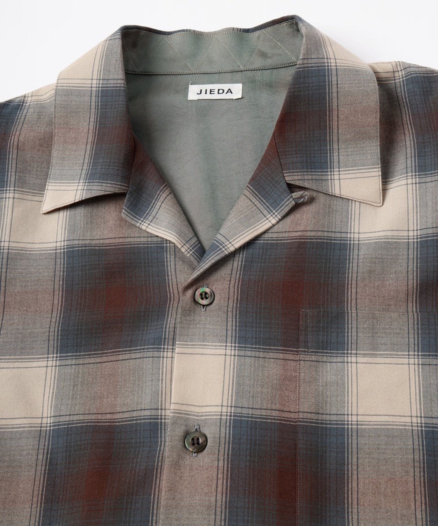 CHECK OPEN COLLAR SHIRT JieDa