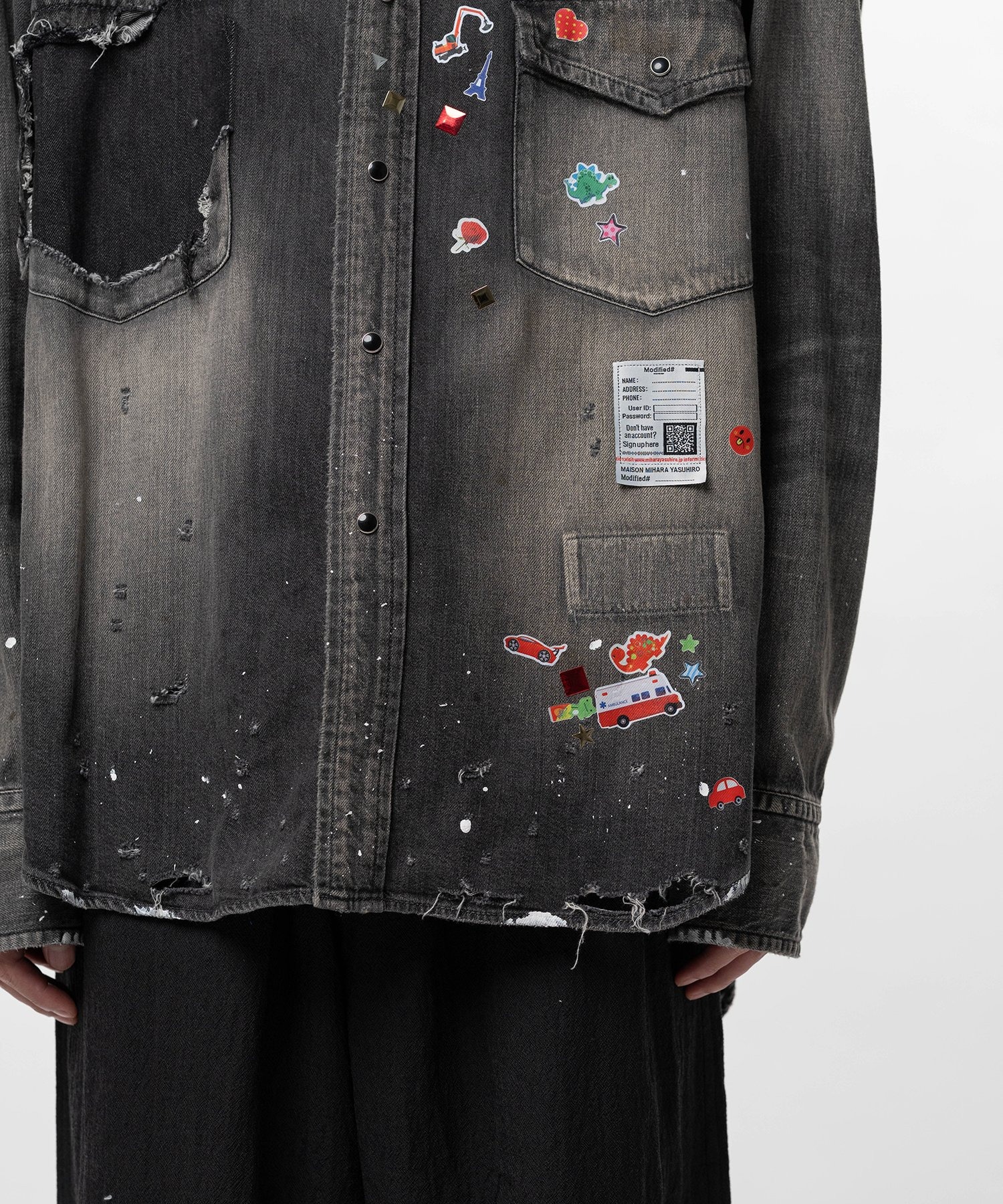 DENIM SHIRTS w STICKER Maison MIHARA YASUHIRO