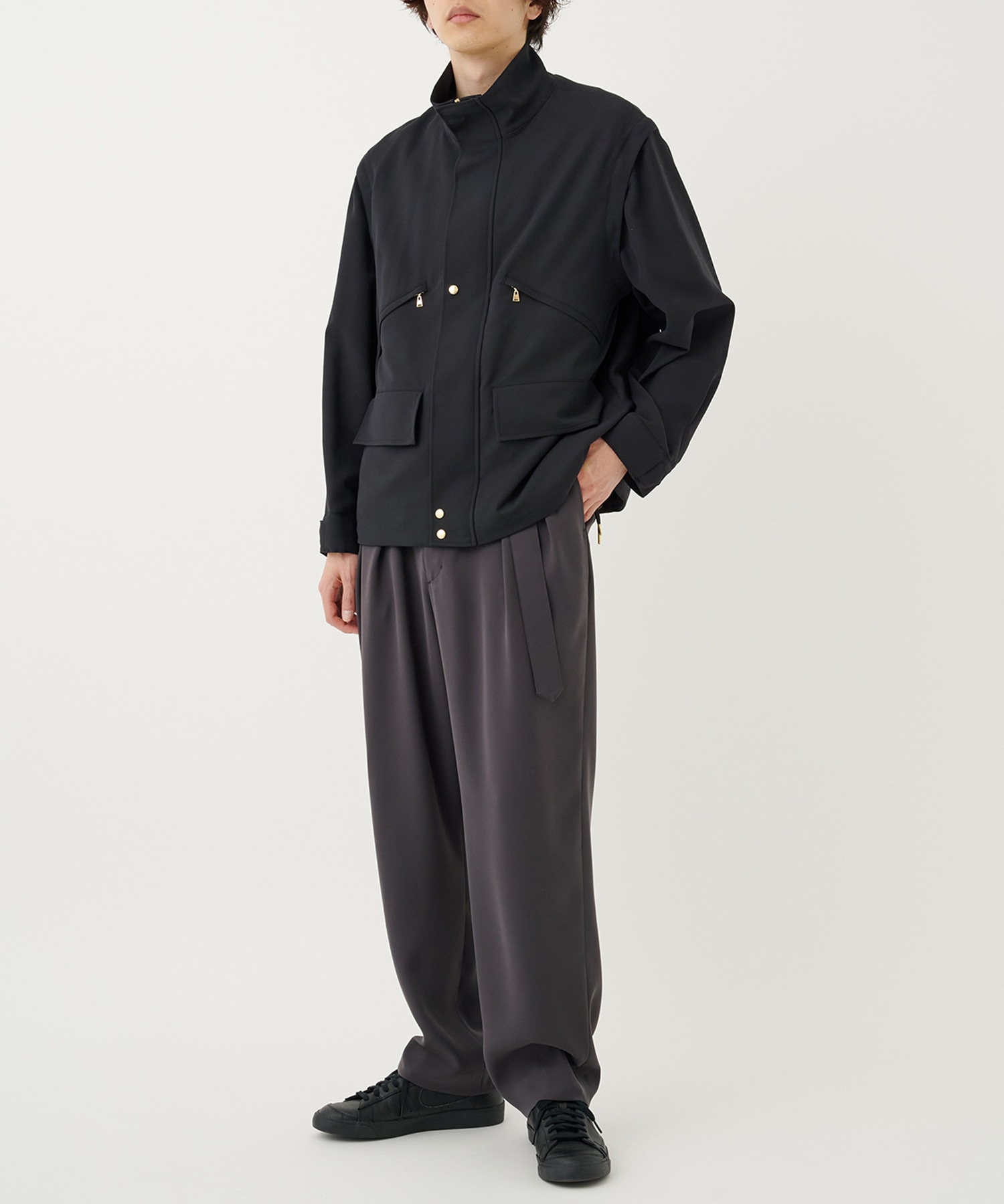 Dry Karsey Removable Sleeves Drawstring Short Coat CULLNI