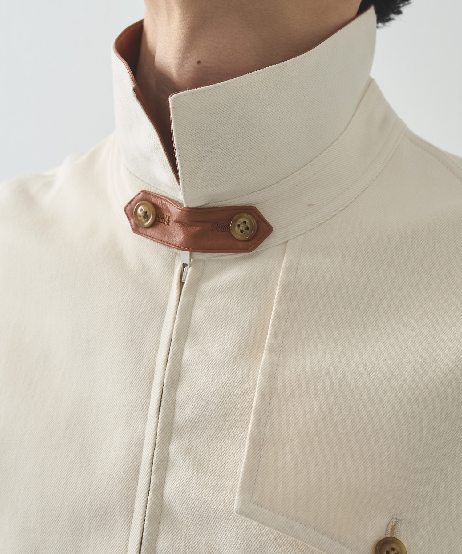 別注 LEATHER-COLLAR GUNFLAP ZIP BLOUSON IRENISA