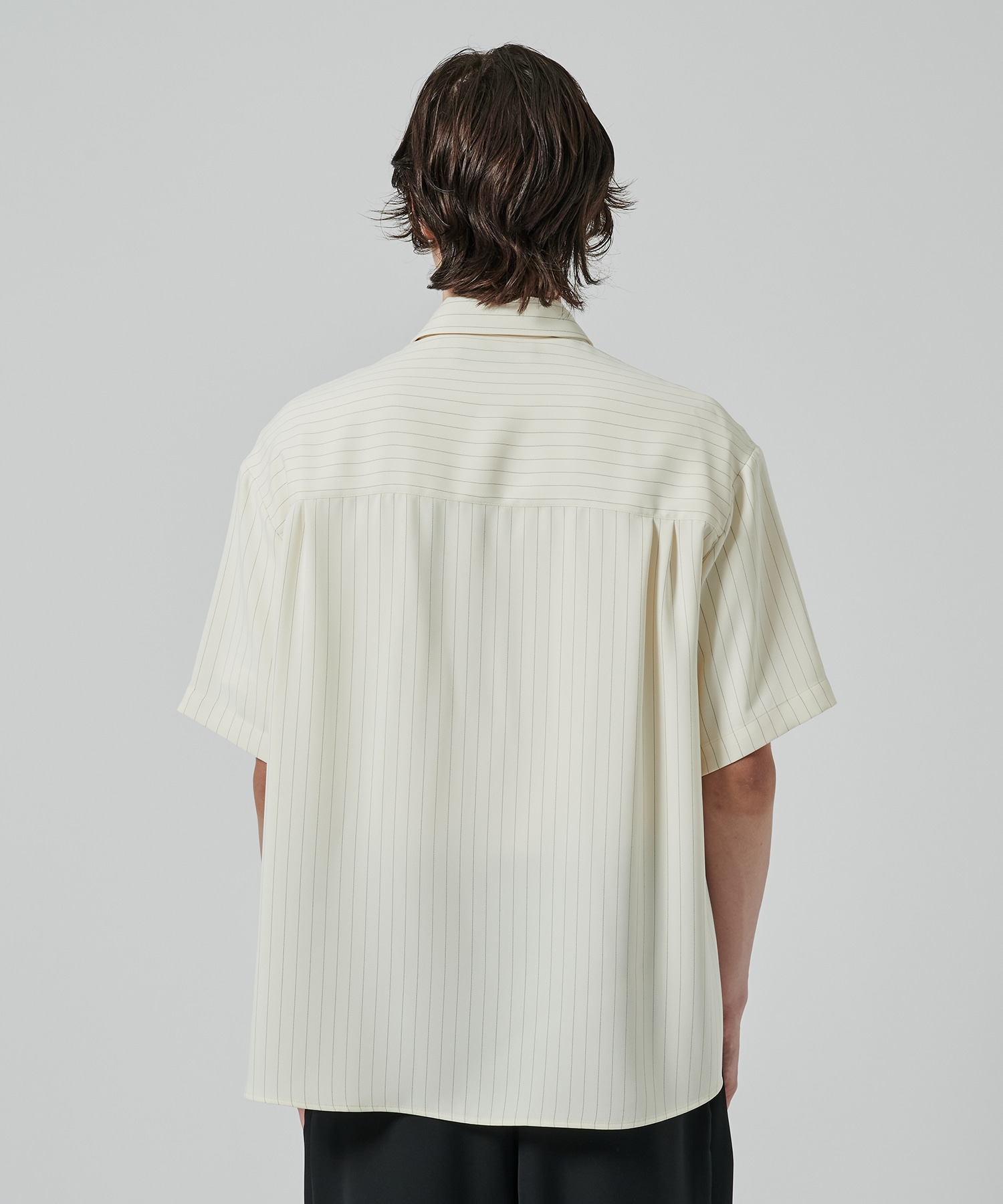 Double Satin Stripe Bow Tie Short Sleeve Shirt CULLNI