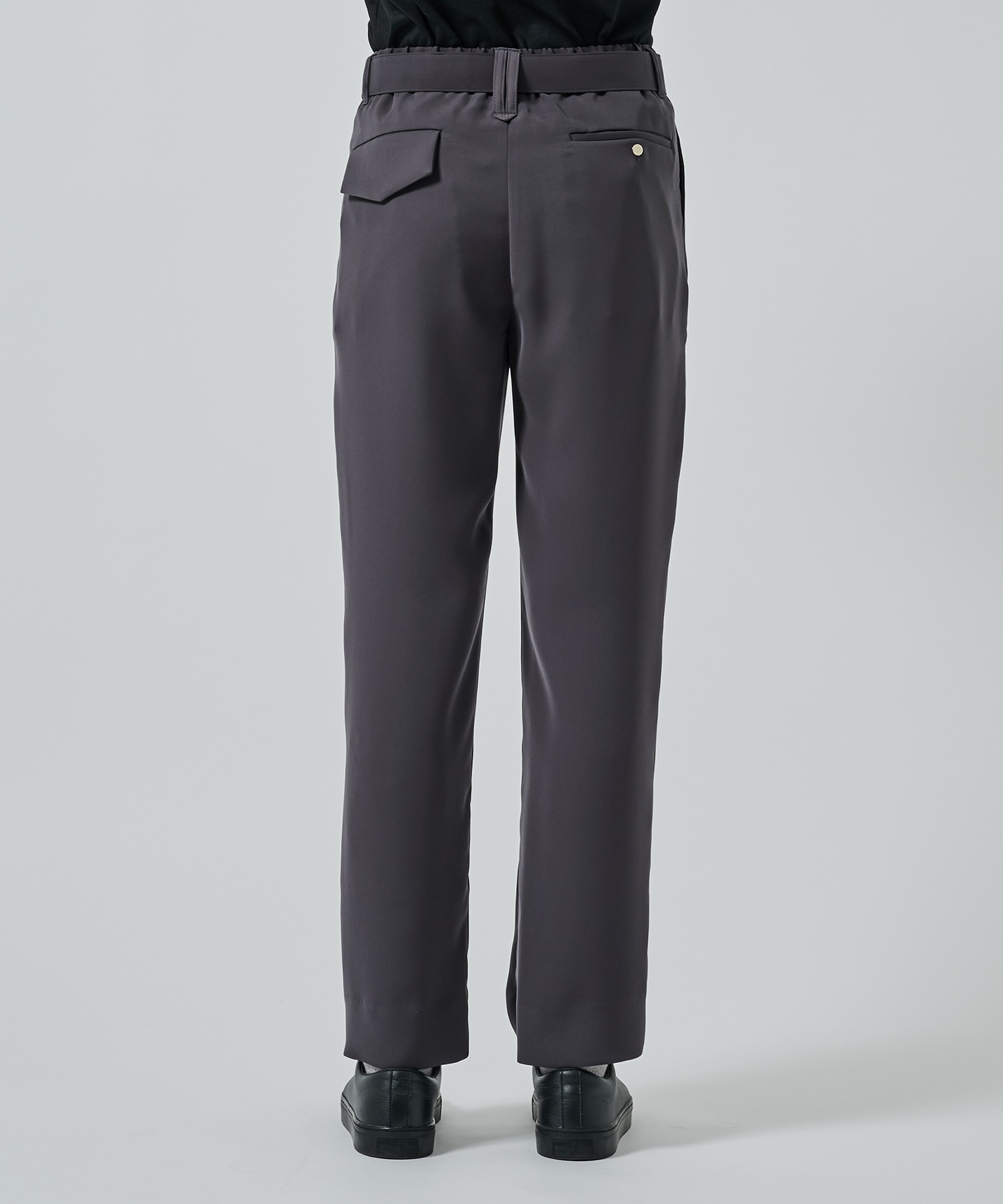 Dry Double Satin 1Tuck Pant with Long Belt CULLNI