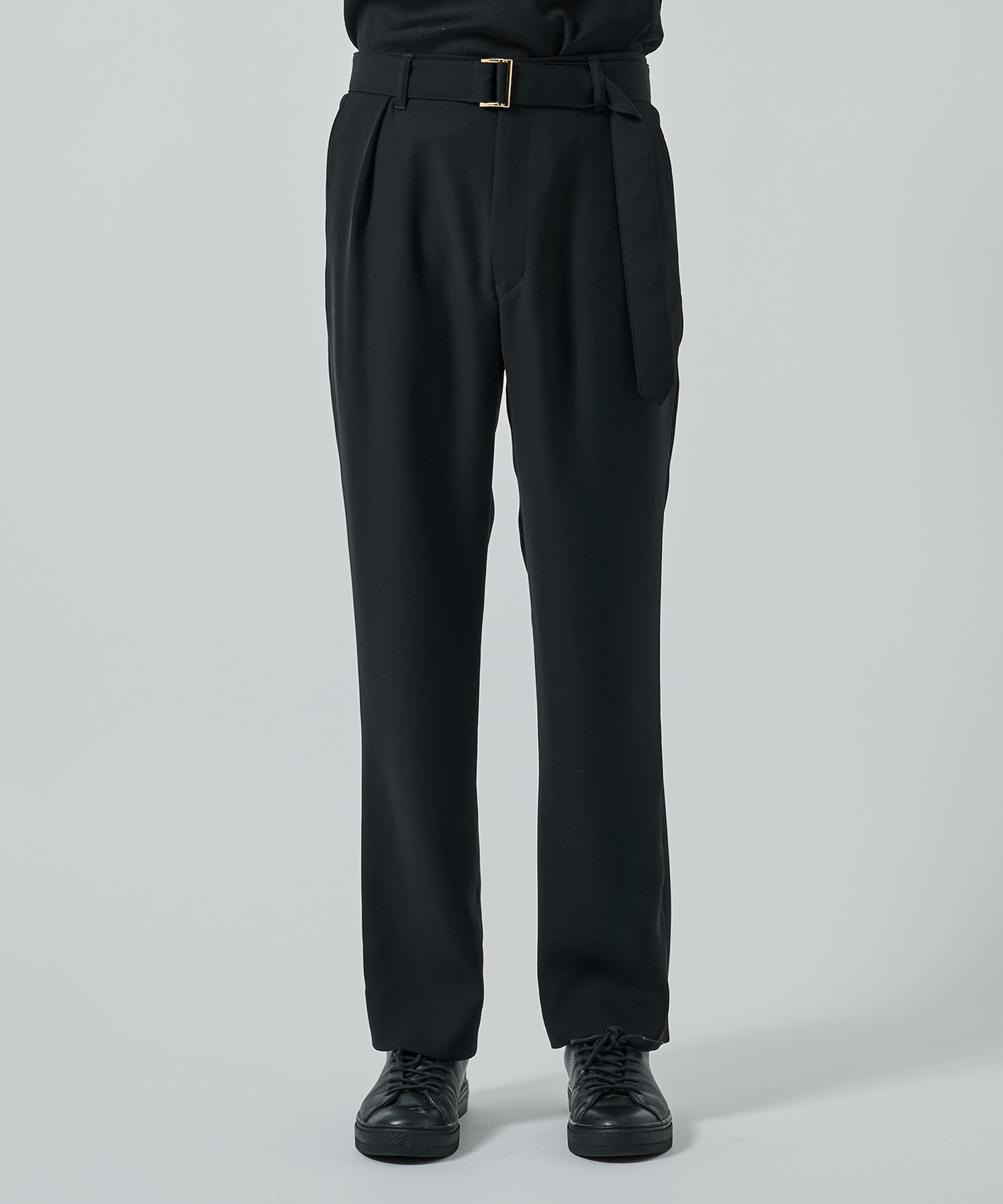 Dry Double Satin 1Tuck Pant with Long Belt CULLNI