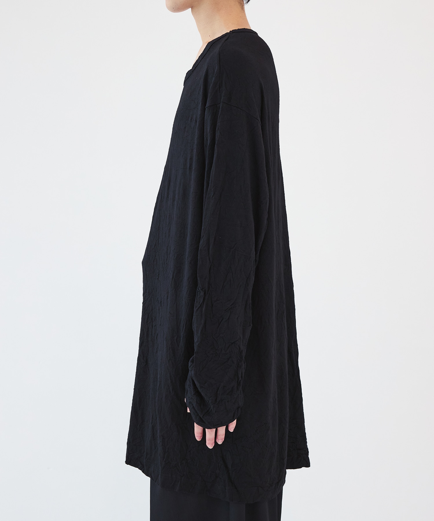 WASHABLE WOOL JERSEY ROUND NECK LONG SLV T Yohji Yamamoto