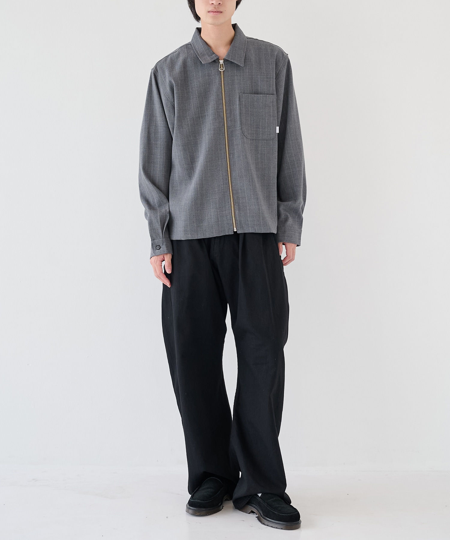 WOOL STRIPE ZIP SHIRT JieDa