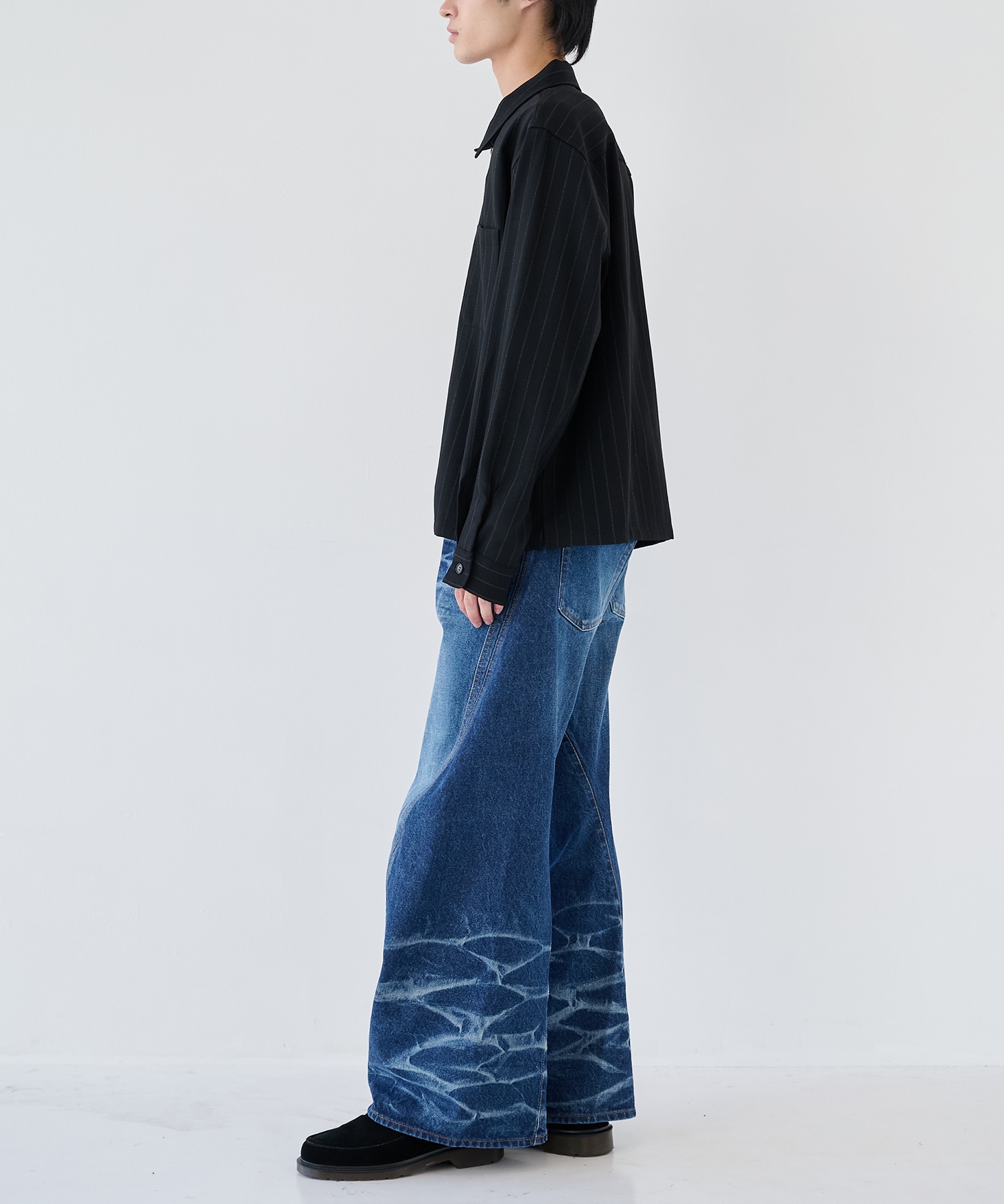 WOOL STRIPE ZIP SHIRT JieDa