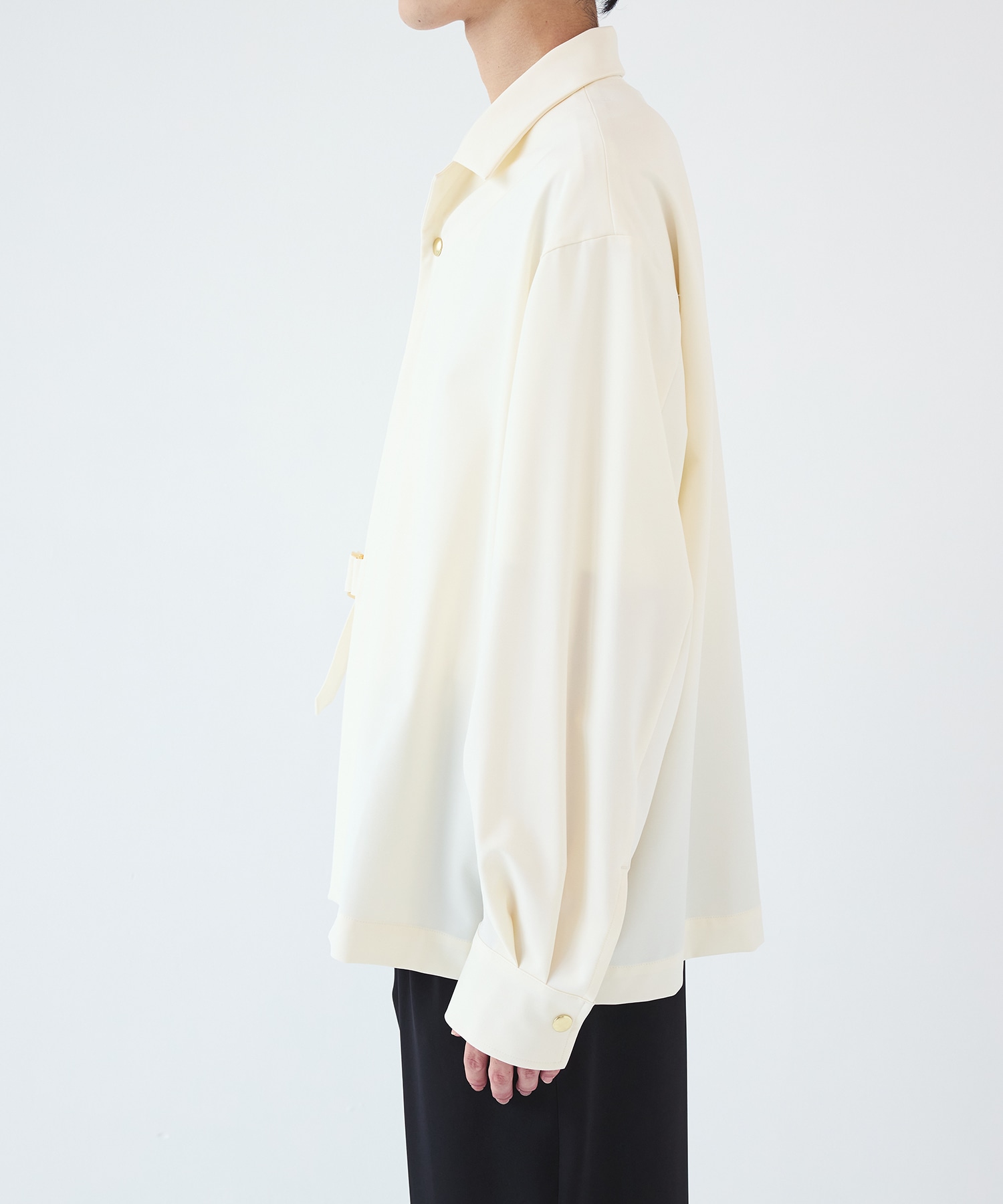 Stretch Twill Tie Locken Open Collar Shirt CULLNI