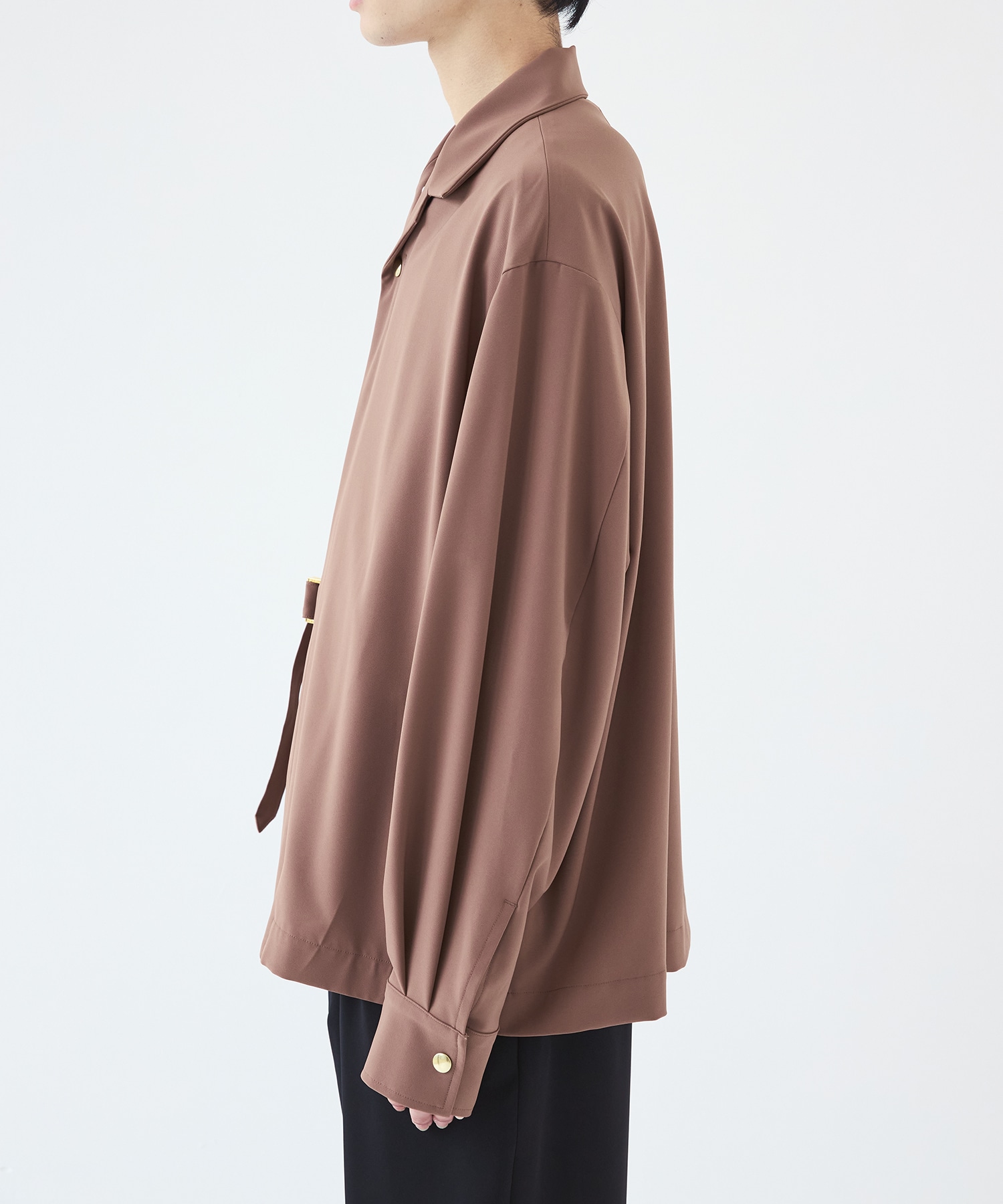 Stretch Twill Tie Locken Open Collar Shirt CULLNI