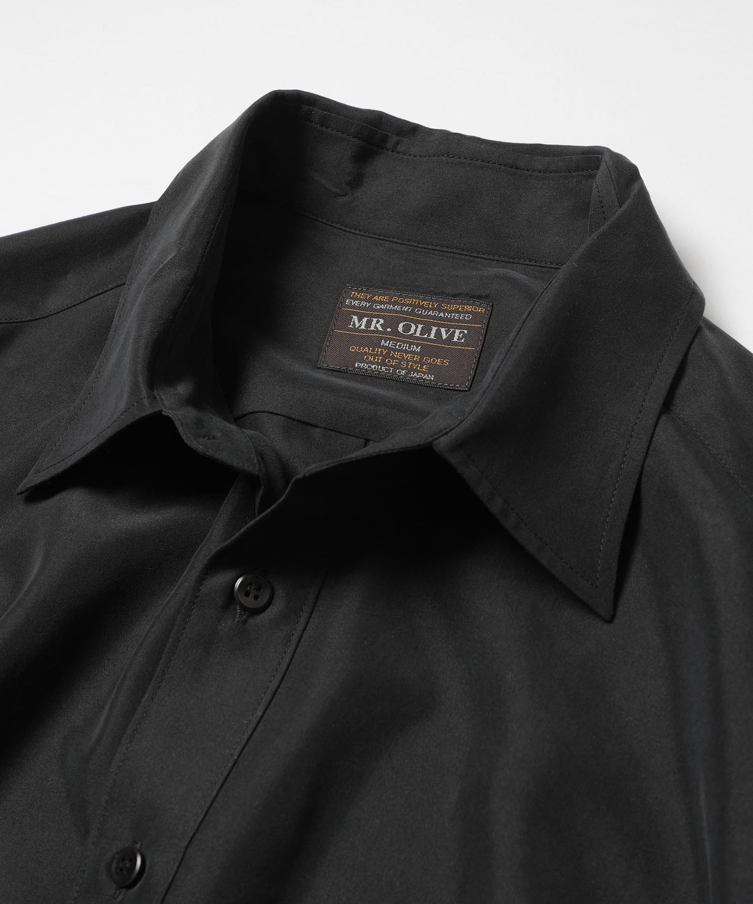 T/R POWDER POPLIN CLOTH /REGULAR COLLAR SHIRT MR.OLIVE