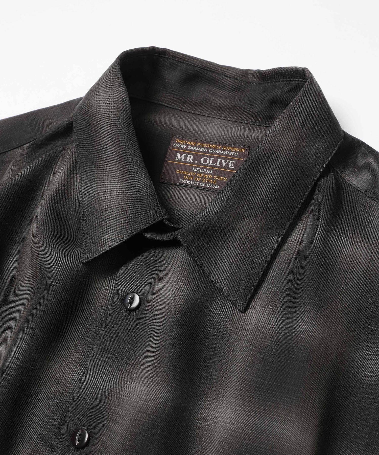 TENCEL CHECK /SQUARE REGULAR COLLAR SHIRT MR.OLIVE