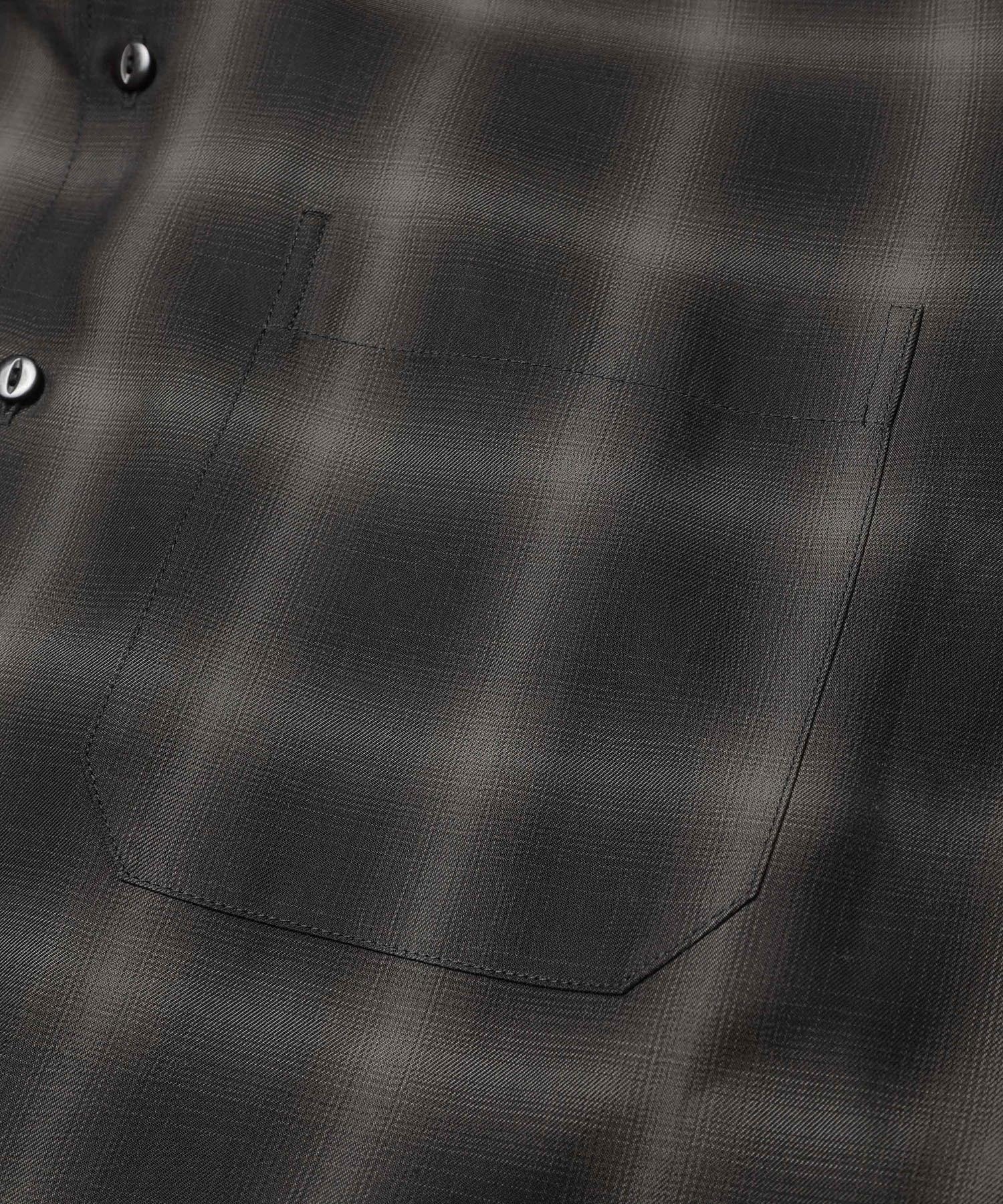 TENCEL CHECK /SQUARE REGULAR COLLAR SHIRT MR.OLIVE