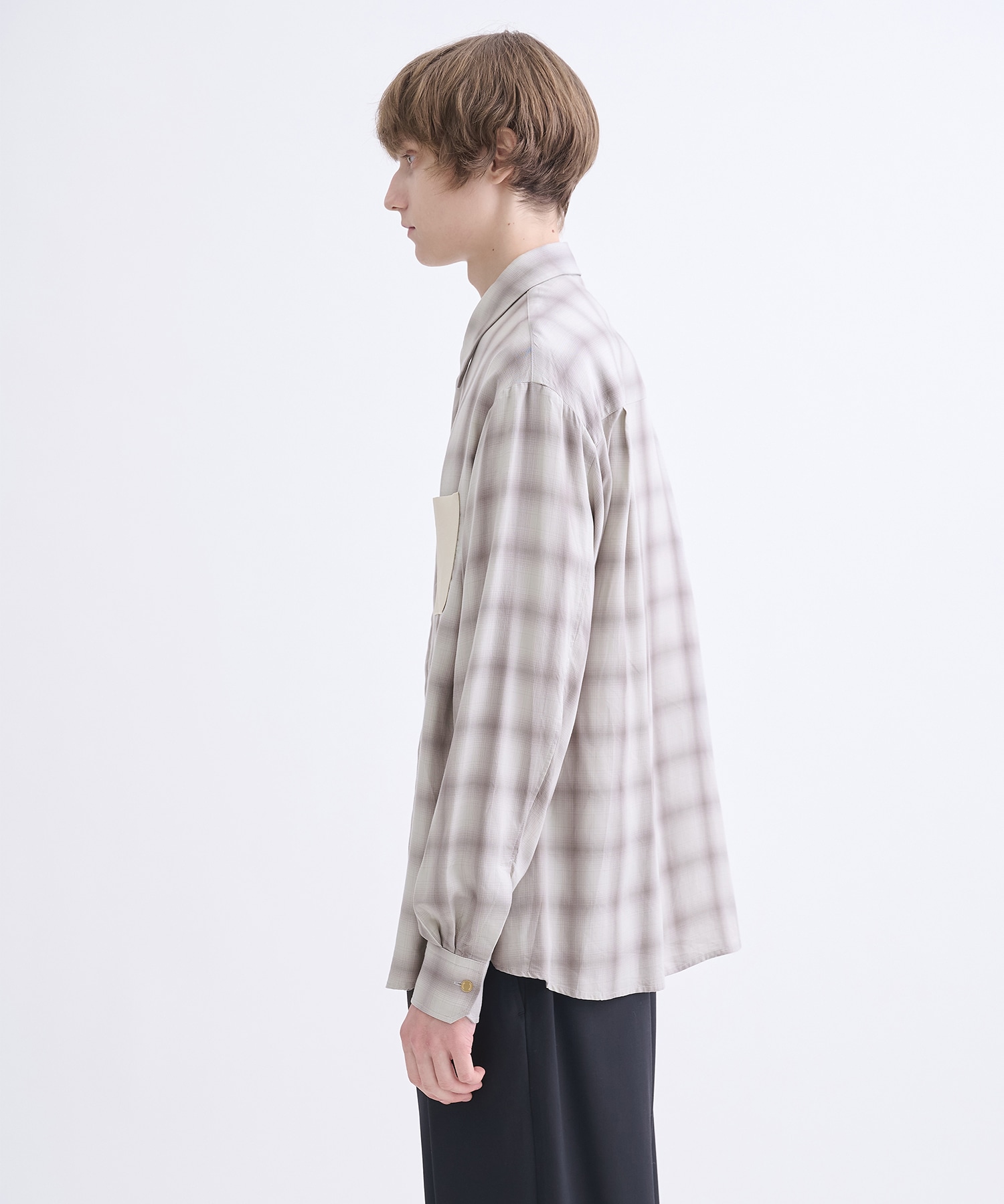 別注 Leather Pocket L/S Check Shirts CULLNI