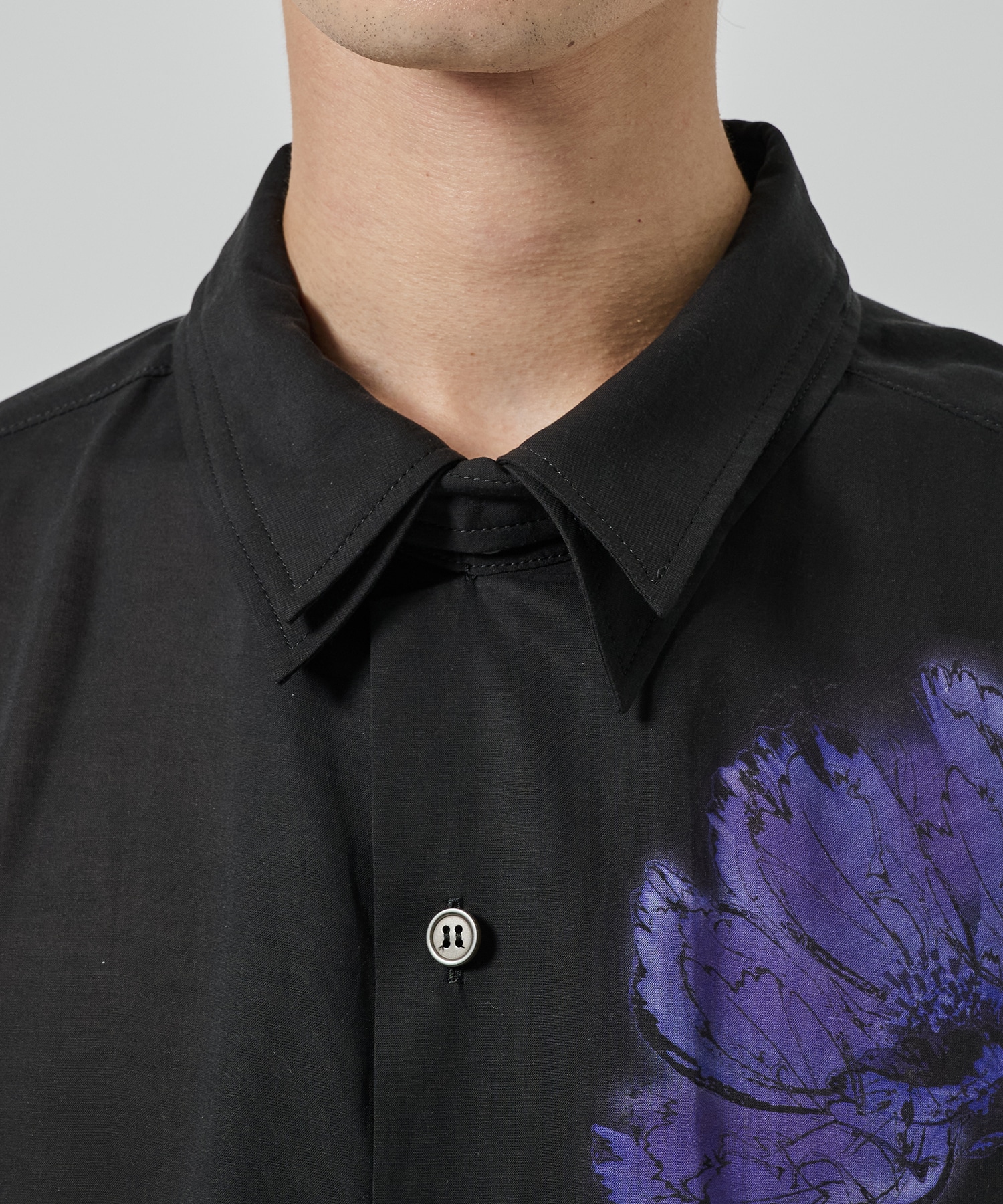 FLORAL PRINT DOUBLE COLLAR SLANTED POCKET SHIRT GroundY