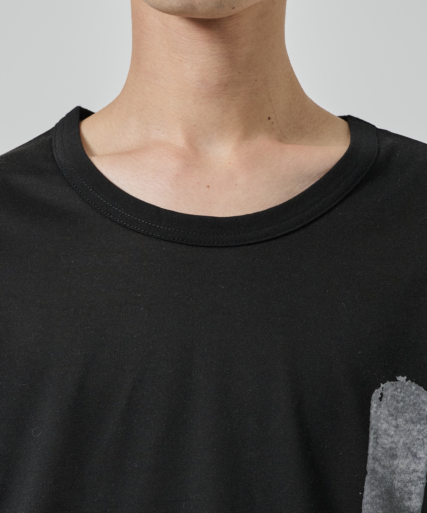 SILKETTE JERSEY PAINT PATTERN HEM JUMBO LONG SLEEVED T-SHIRT GroundY