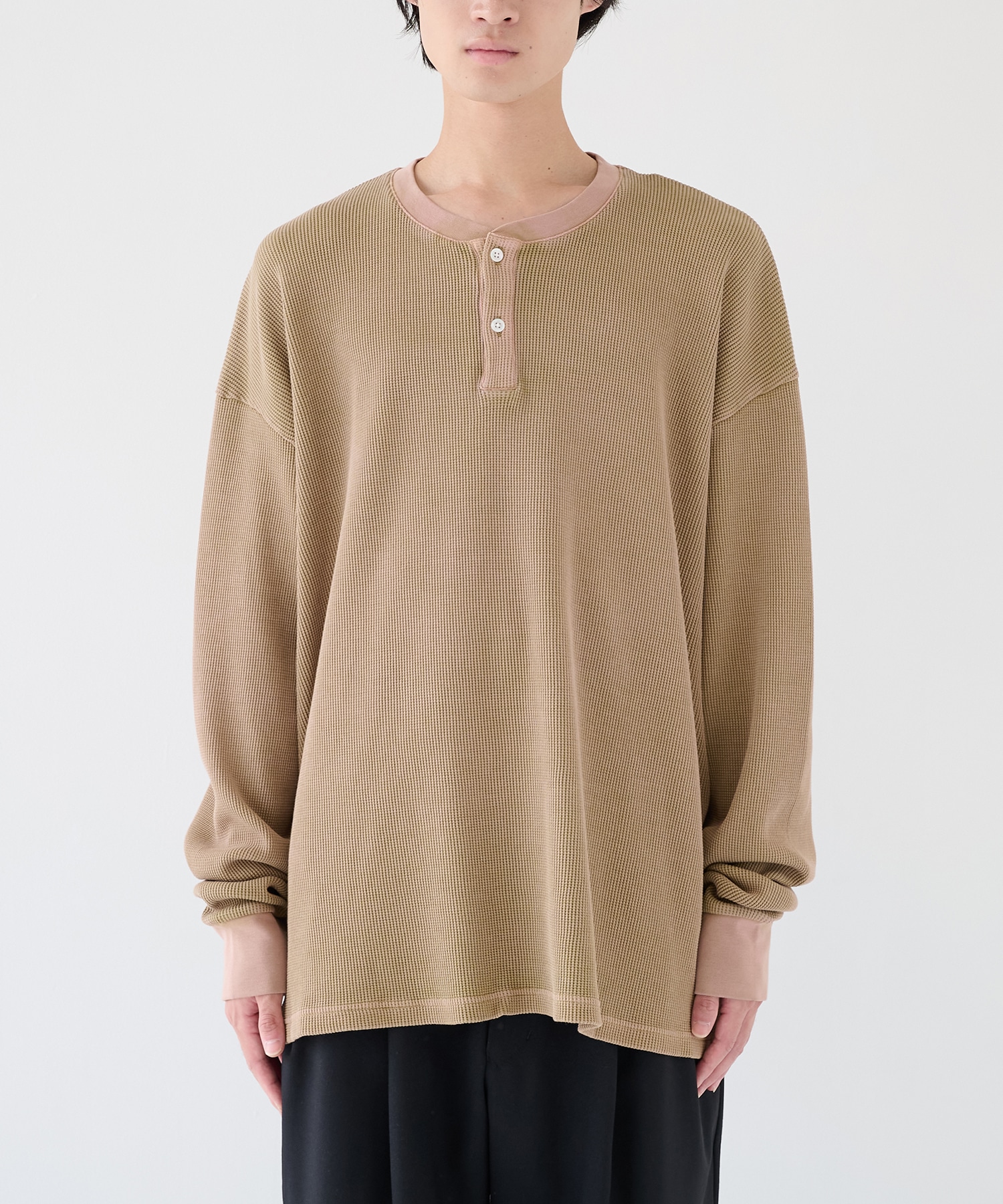 18G Garment Dye Waffle Henry Neck KANEMASA PHIL.