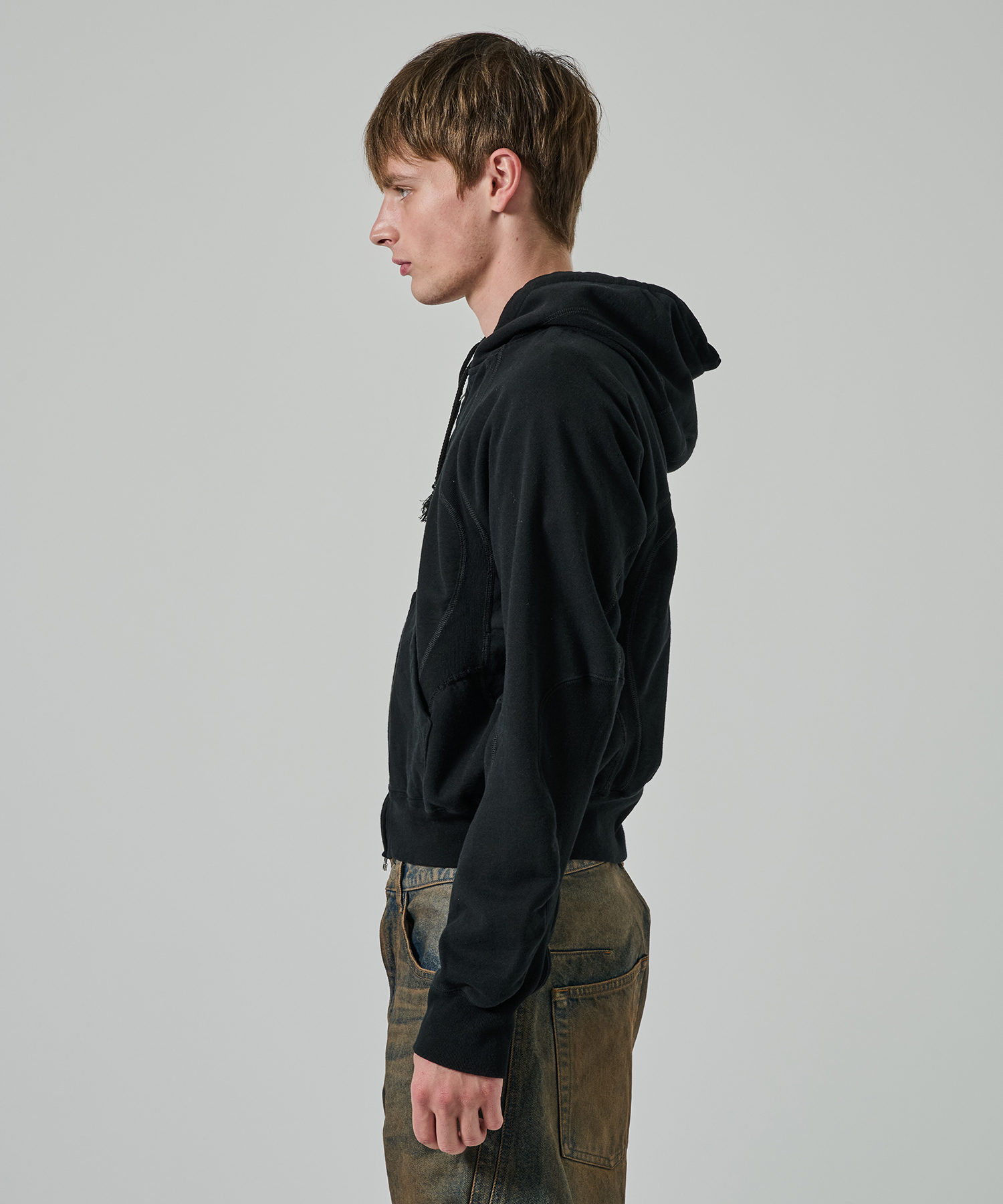 PANELLED ZIP UP HOODIE NVRFRGT