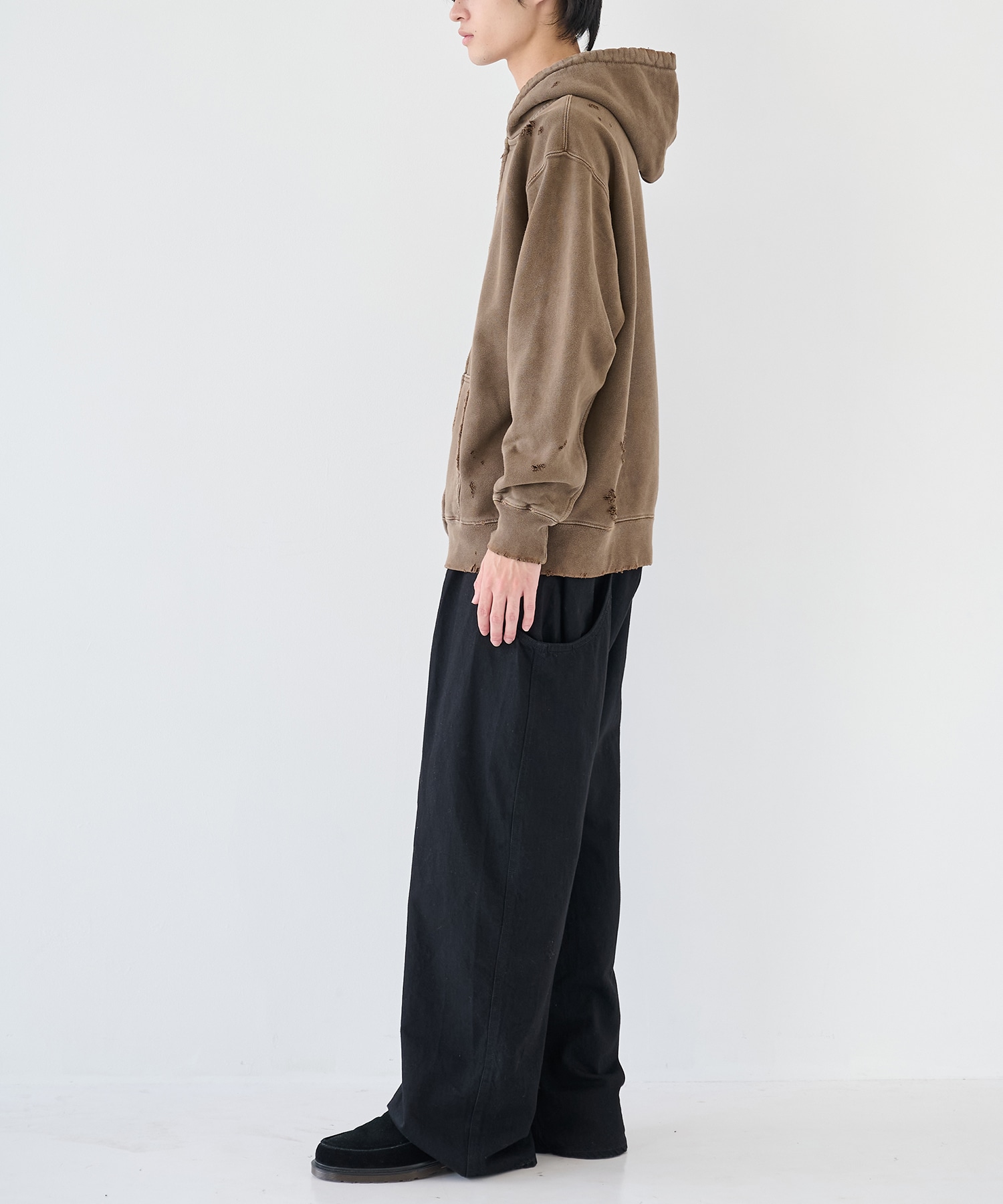 DAMAGE PATCH ZIP HOODIE JieDa