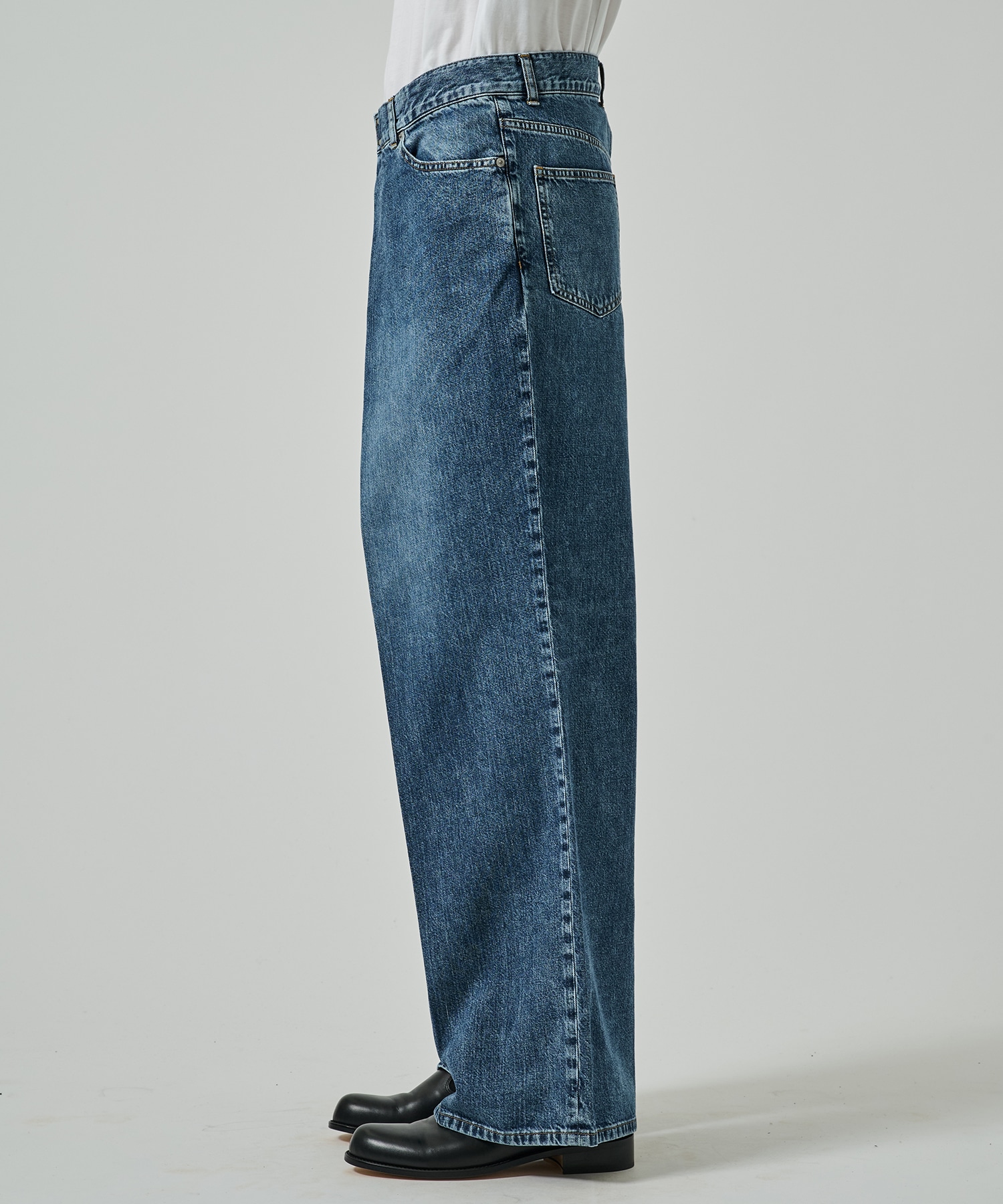 WASHED DENIM WIDE PANTS JOHN LAWRENCE SULLIVAN