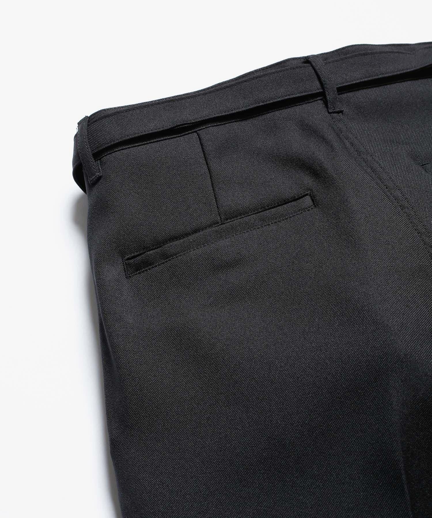 RETORO POLYESTER TWILL /BELTED WIDE TAPERED PANTS MR.OLIVE