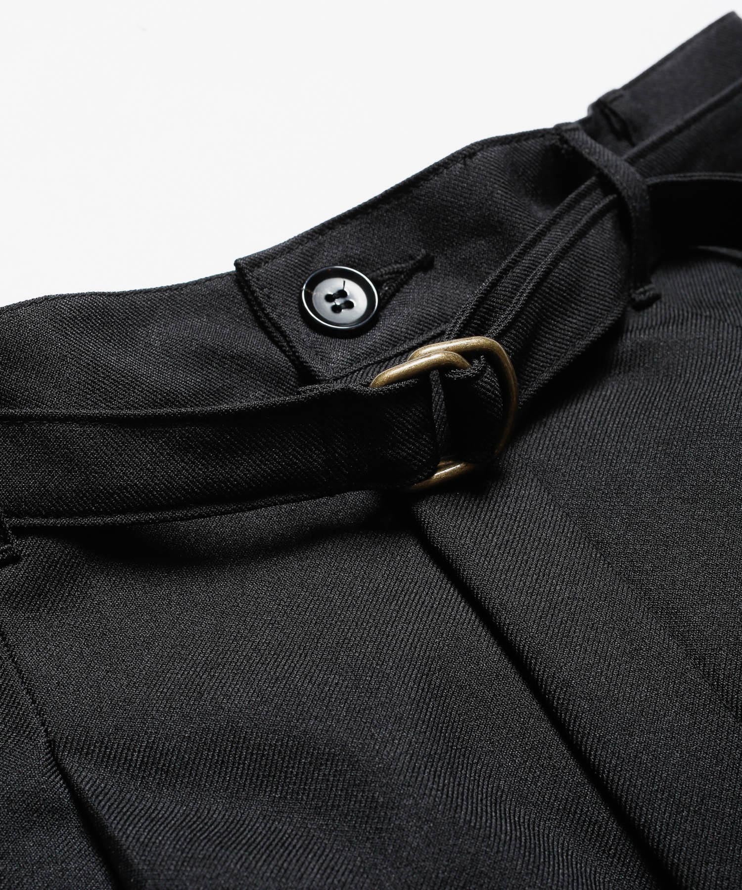 RETORO POLYESTER TWILL /BELTED WIDE TAPERED PANTS MR.OLIVE