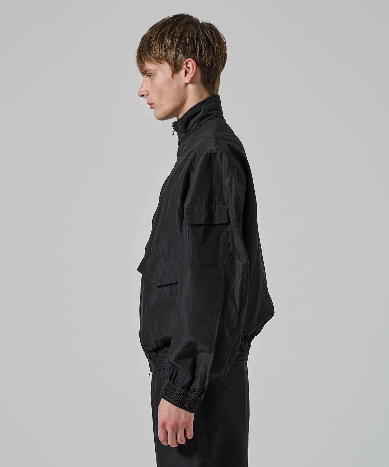 ウールシルク高密度タイプライター / フライトジャケット, Chambray Black MARKAWARE/marka