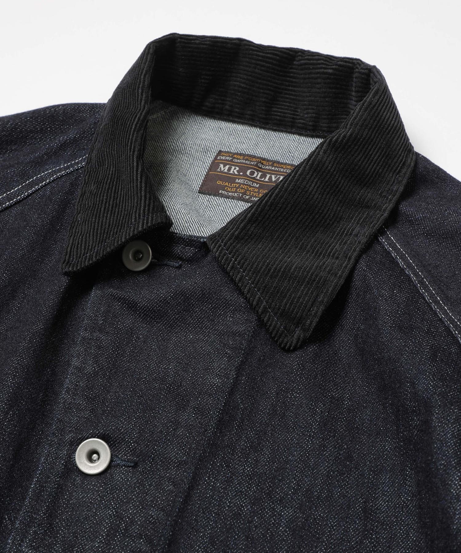 RINSE WASH 12oz CRUNCH DEINIM /5-BUTTON COVERALL MR.OLIVE
