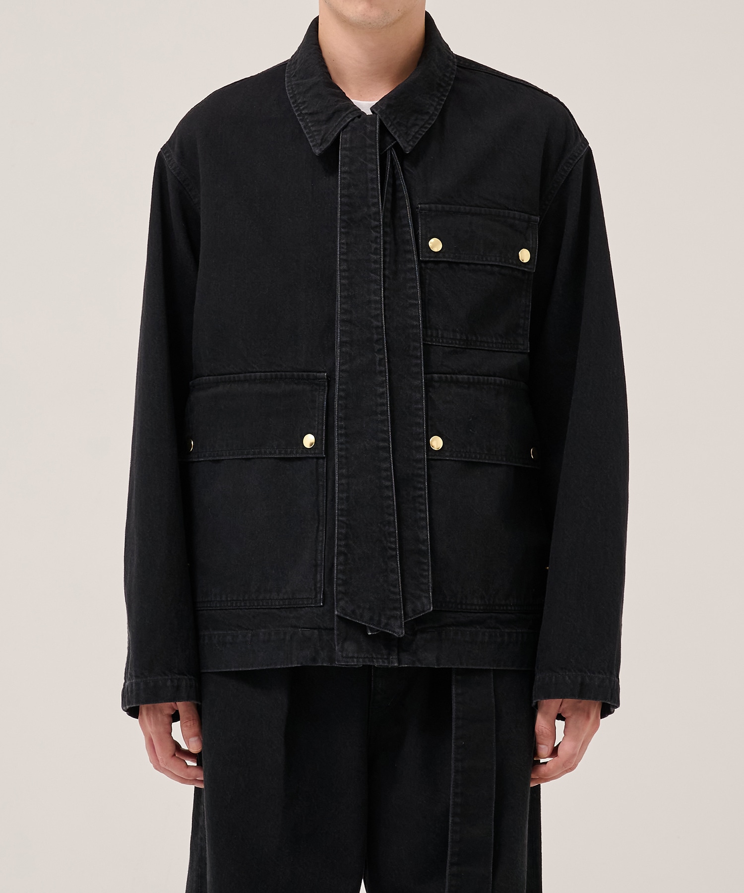 Big Flap Pocket Bow Tie Denim Jacket CULLNI
