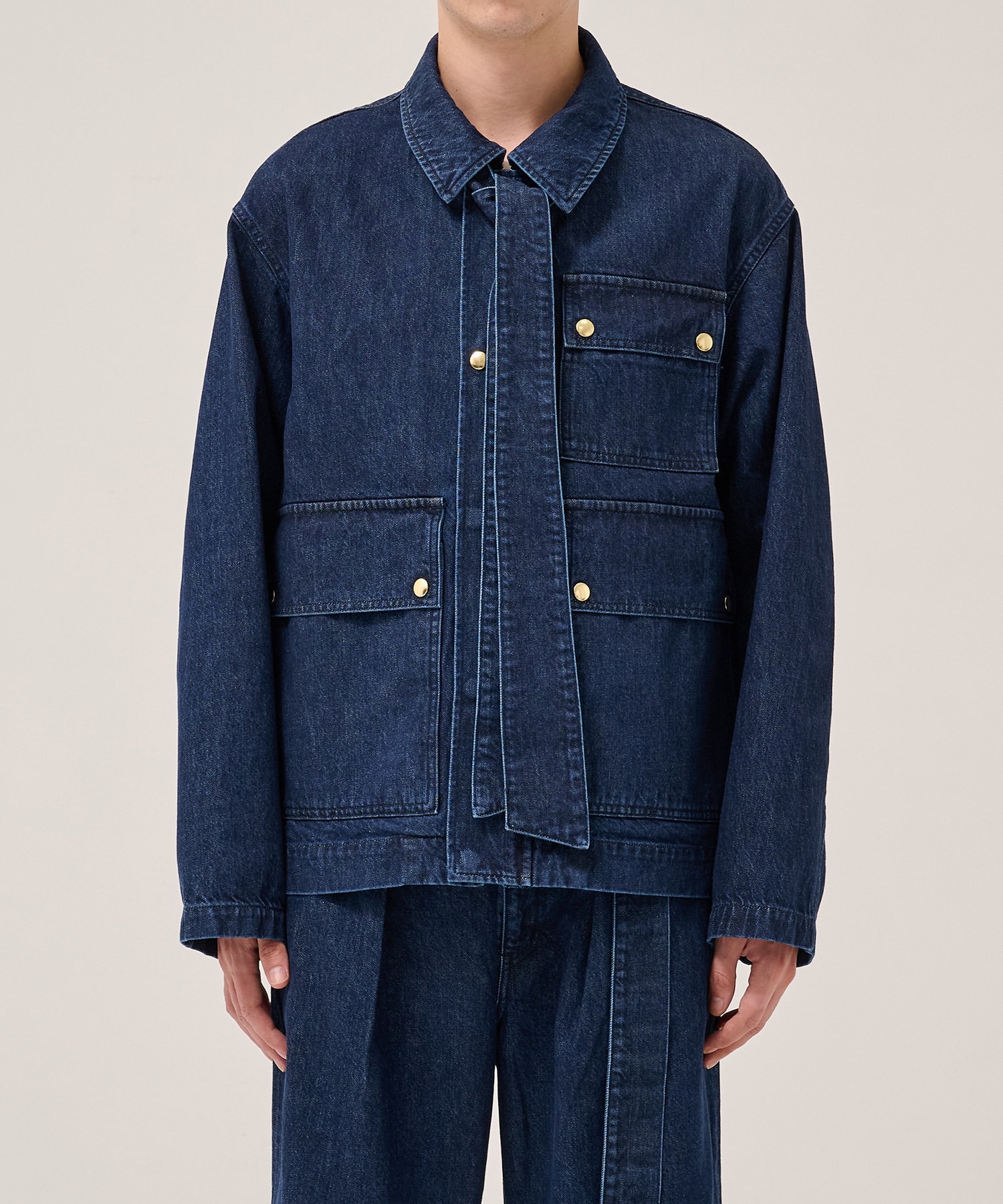 Big Flap Pocket Bow Tie Denim Jacket CULLNI