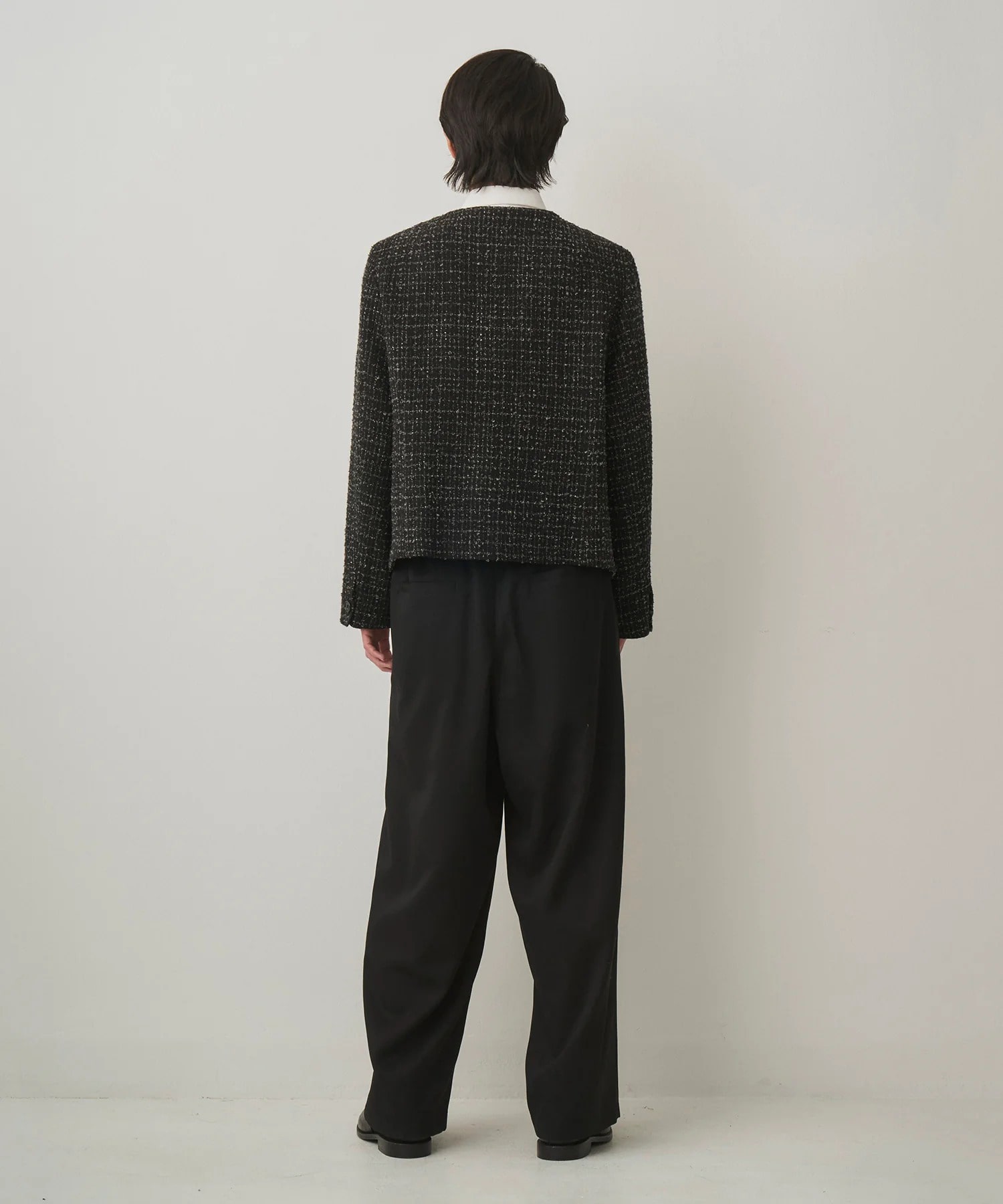 FANCY TWEED NO-COLLAR JACKET JUHA