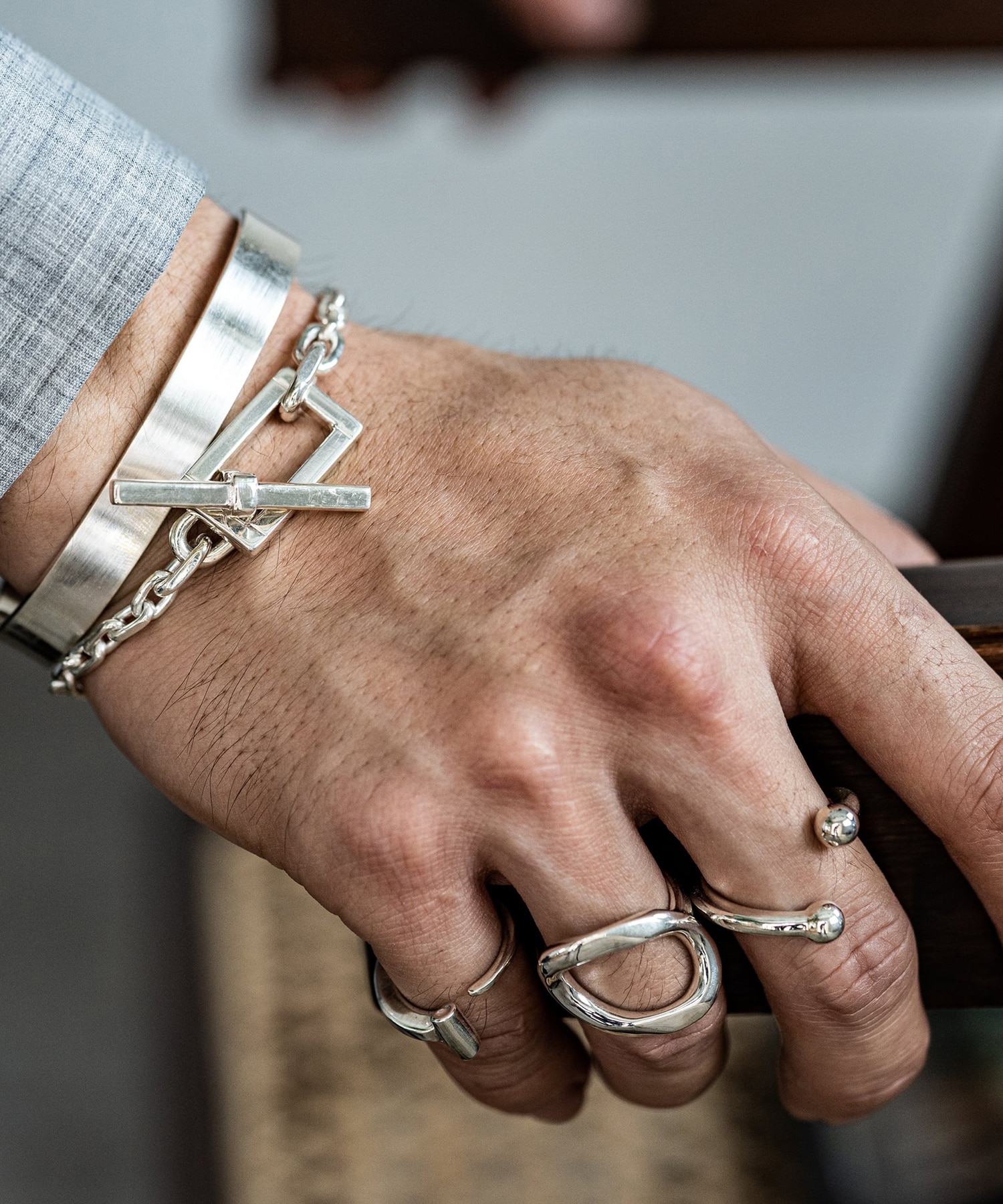 R-062 See through curve ring L WAKAN SILVER SMITH