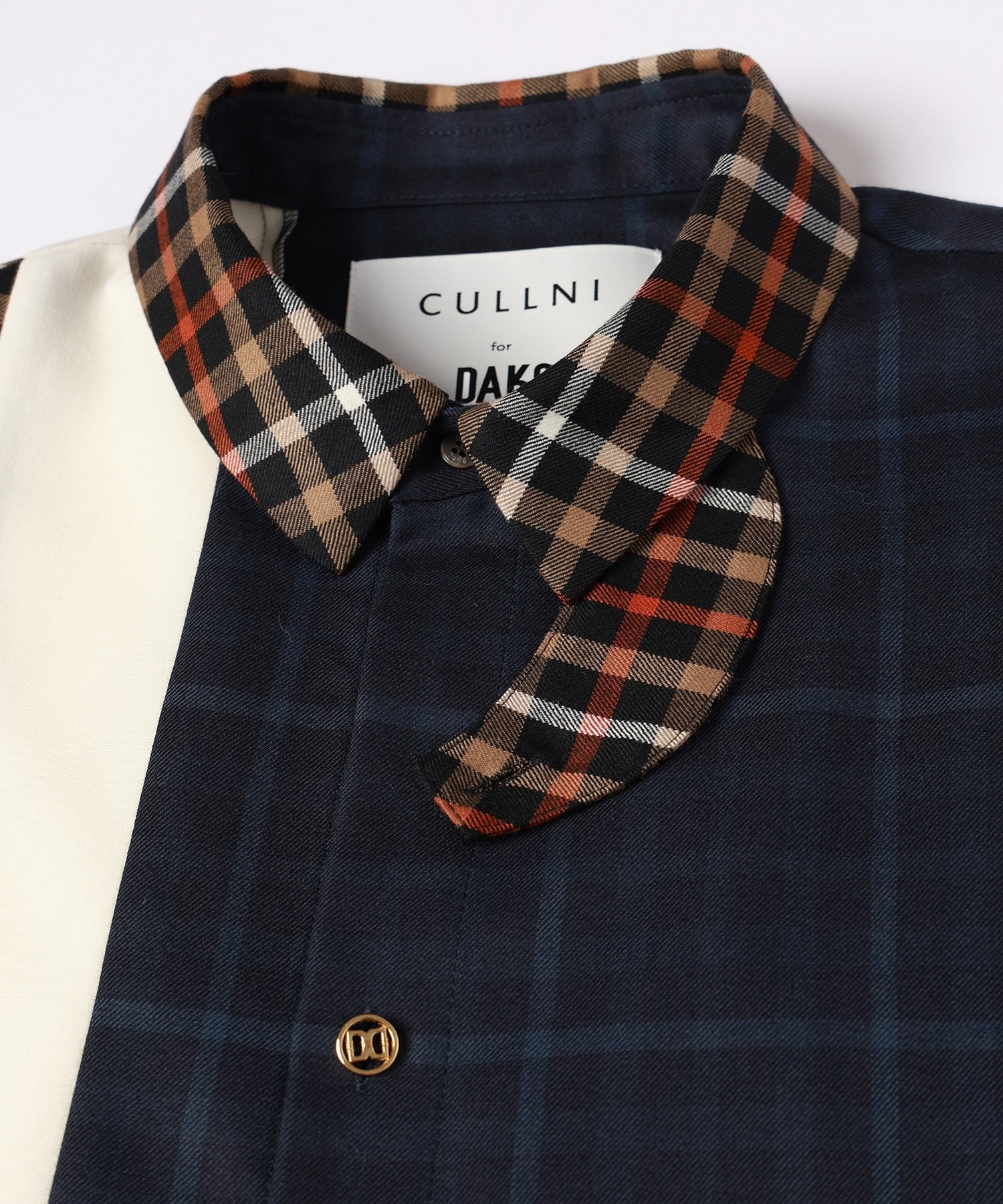 CULLNI for DAKS LONDON Asymmetrical Switching Chin Tab Shirt CULLNI