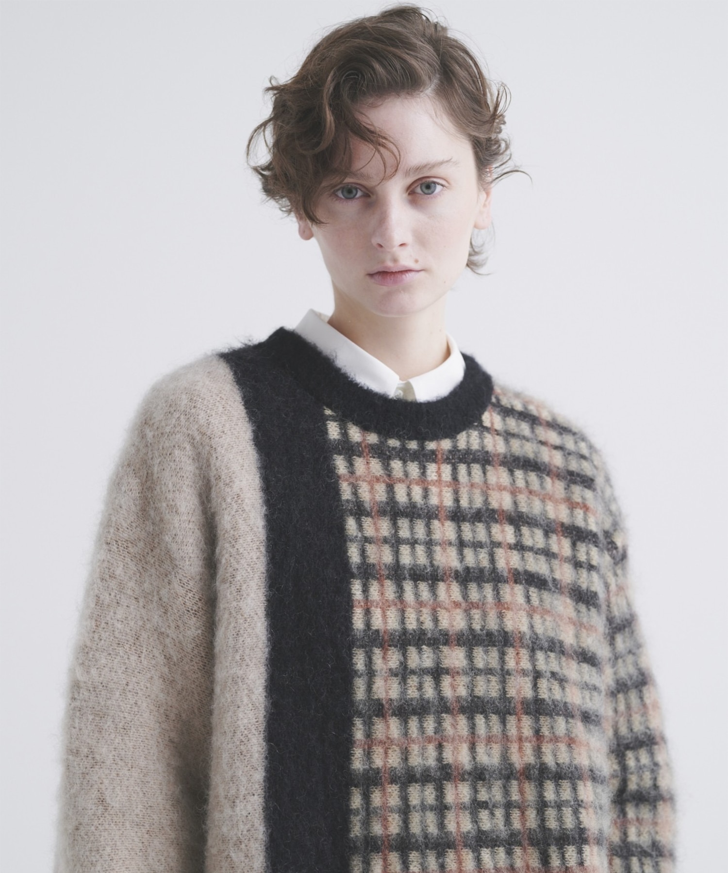 CULLNI for DAKS LONDON Asymmetrical Mohair Shaggy Pullover Knit CULLNI
