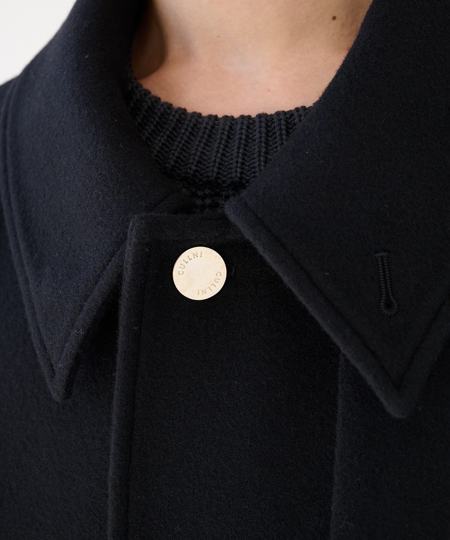 Lamb Wool Melton Layerd Long Coat CULLNI