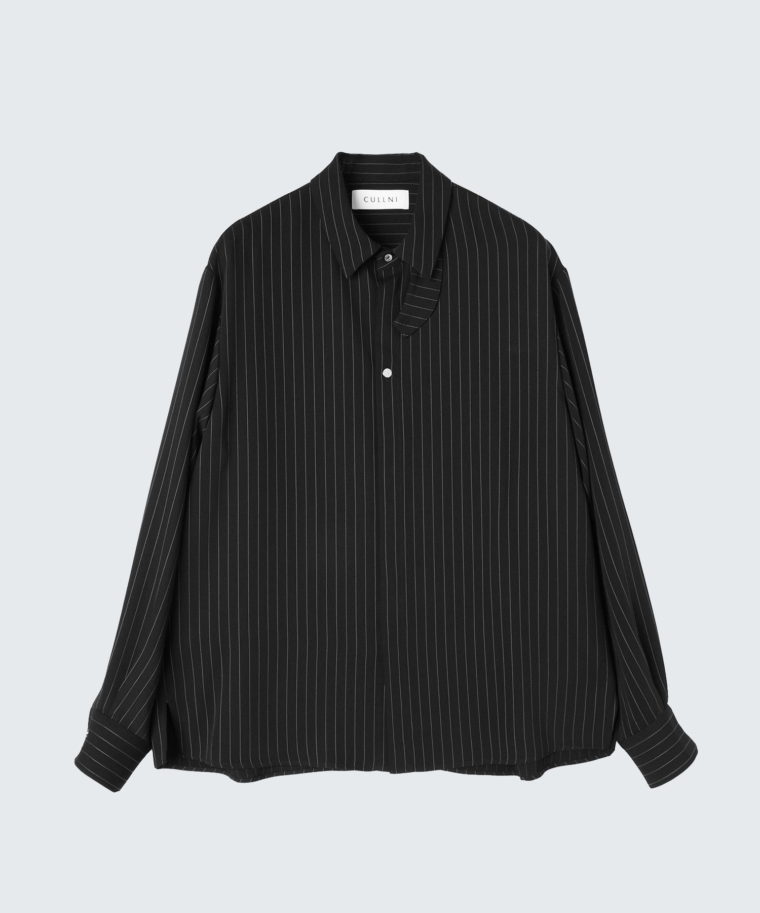 Stripe Double Cloth Chin Tab Long Sleeve Shirt CULLNI