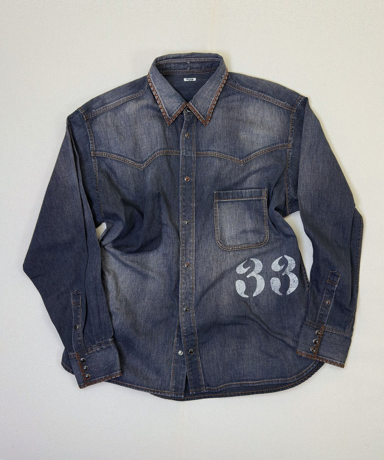 Hand-Embroidered Denim Shirt KHOKI