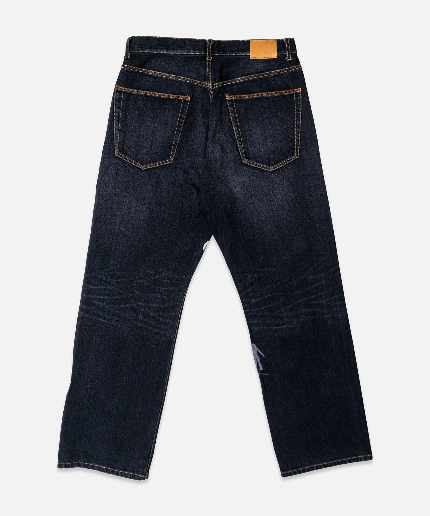 Hand-Embroidered Denim Pants KHOKI