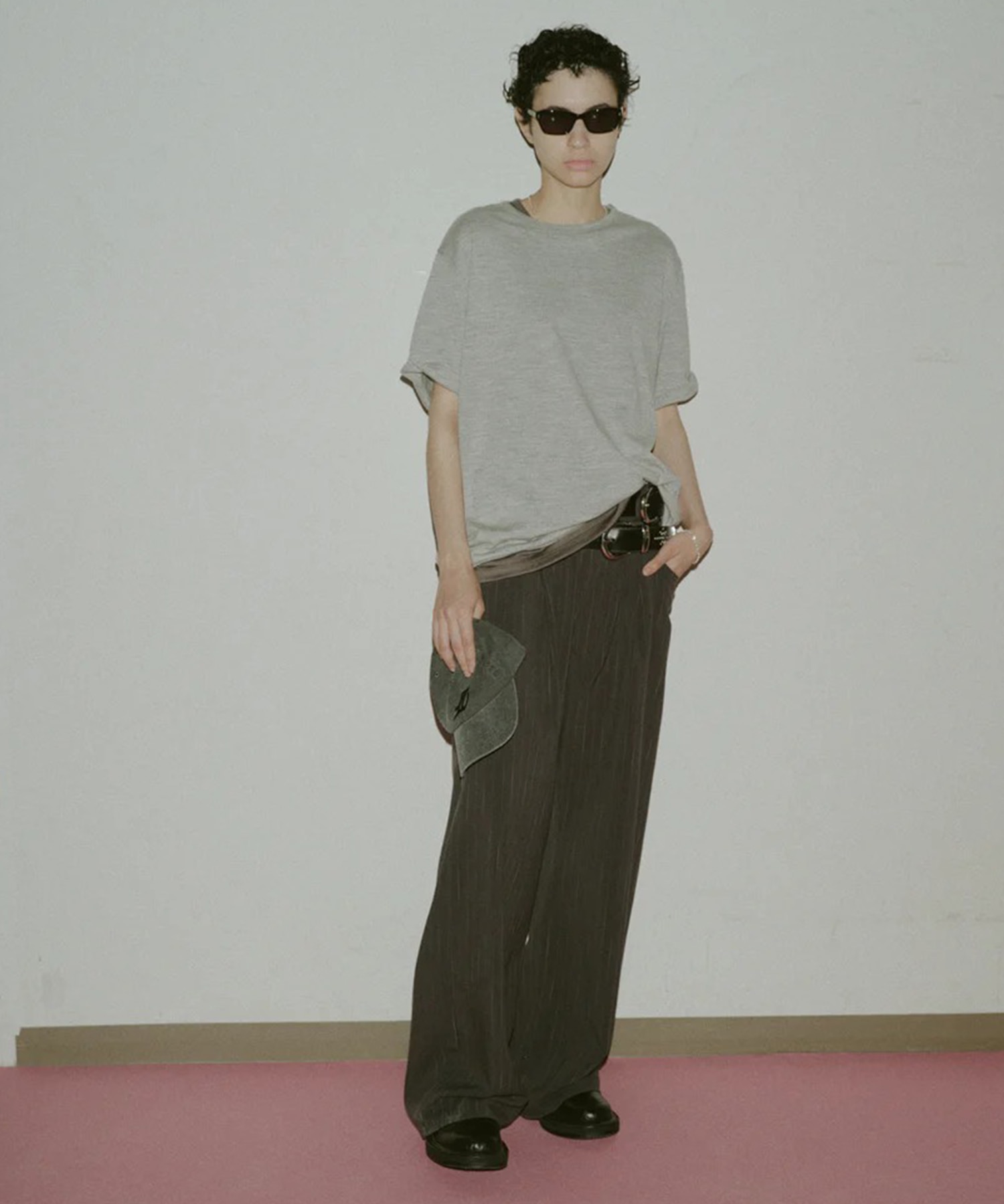 STRIPE WIDE ONE TUCK PANTS JieDa