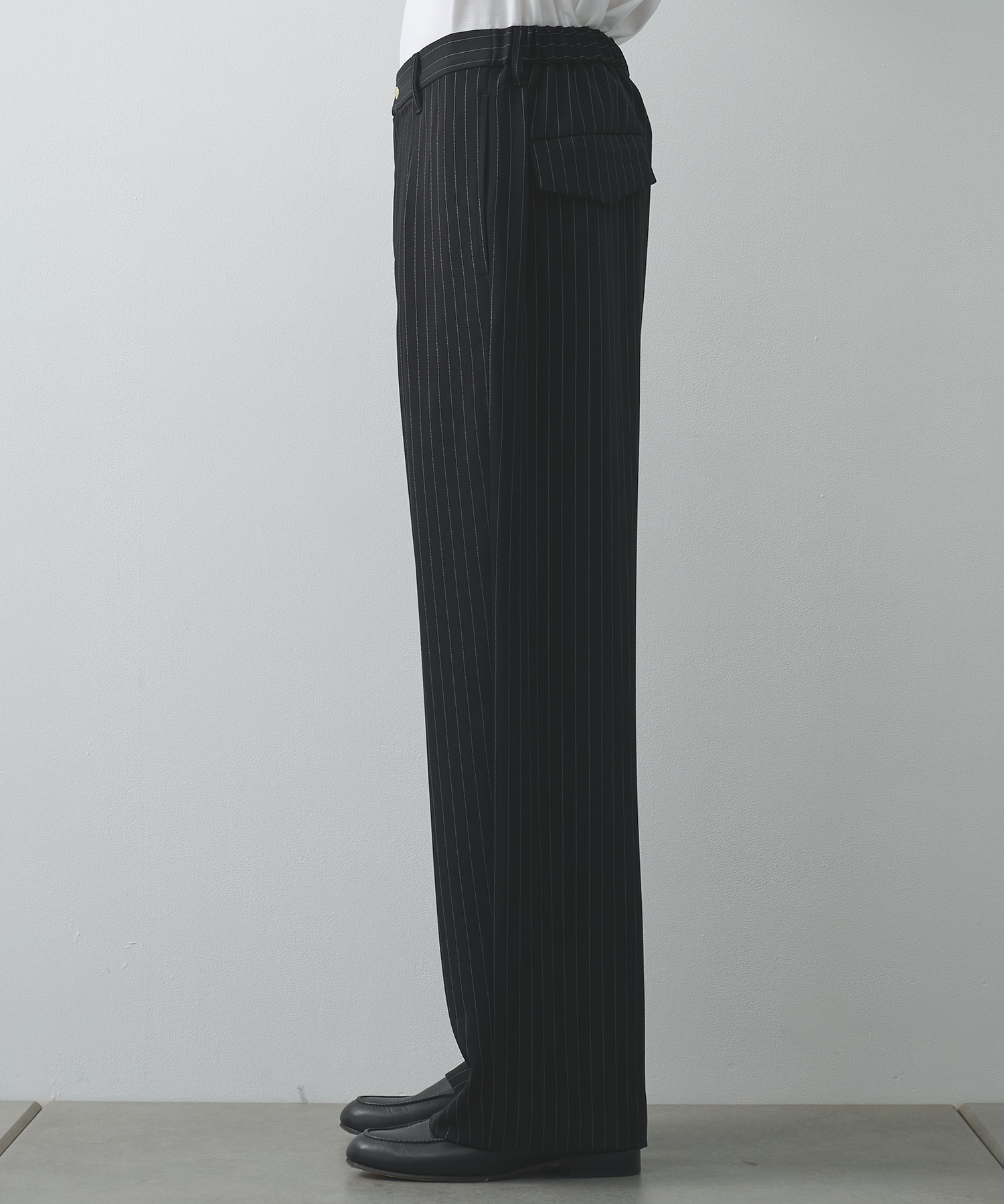 Stripe Double Cloth Tuck Wide Pant CULLNI