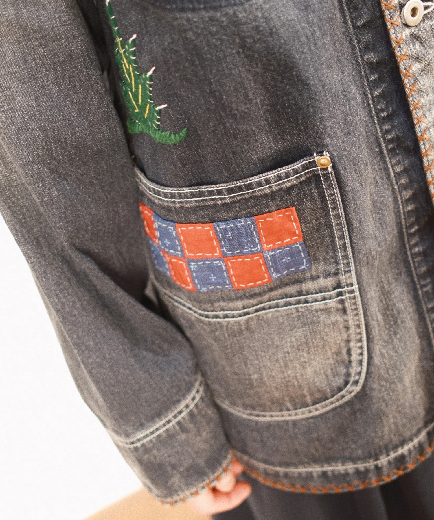 Hand-Embroidered Denim Coverall KHOKI