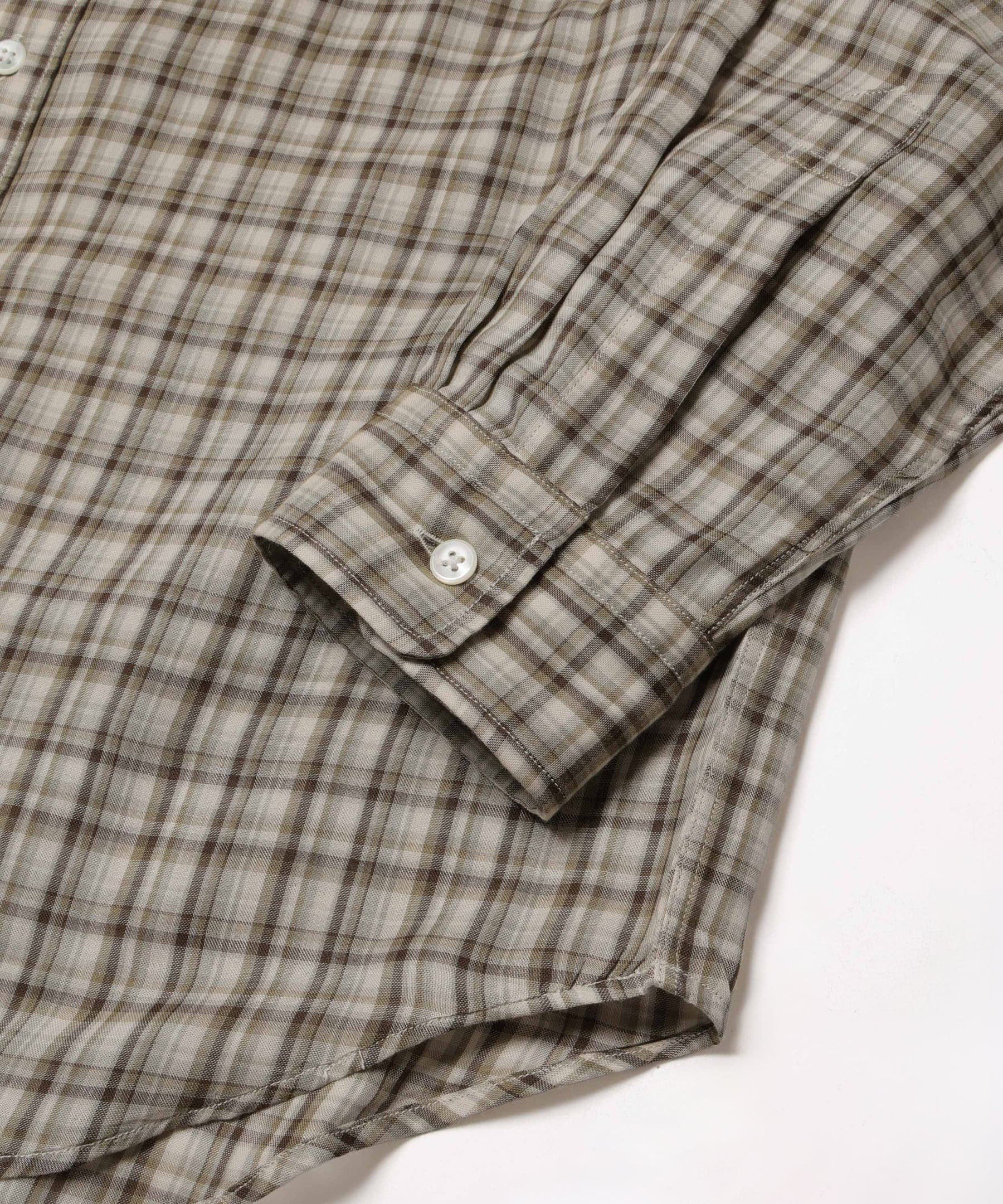 DOUBLE GAUZE MADRAS CHECK /REGULAR COLLAR SHIRT MR.OLIVE