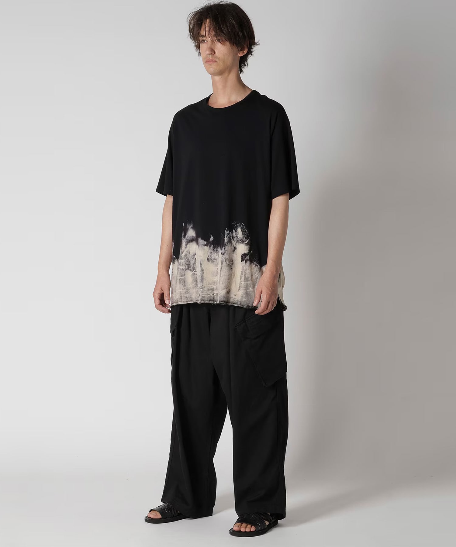 HK-T12-082 S/S TEE 抜染 Yohji Yamamoto