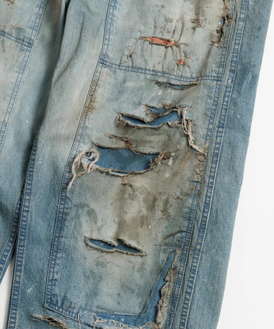 REMAKED DOUBLEKNEE DENIM PAINTER PANTS ANACHRONORM