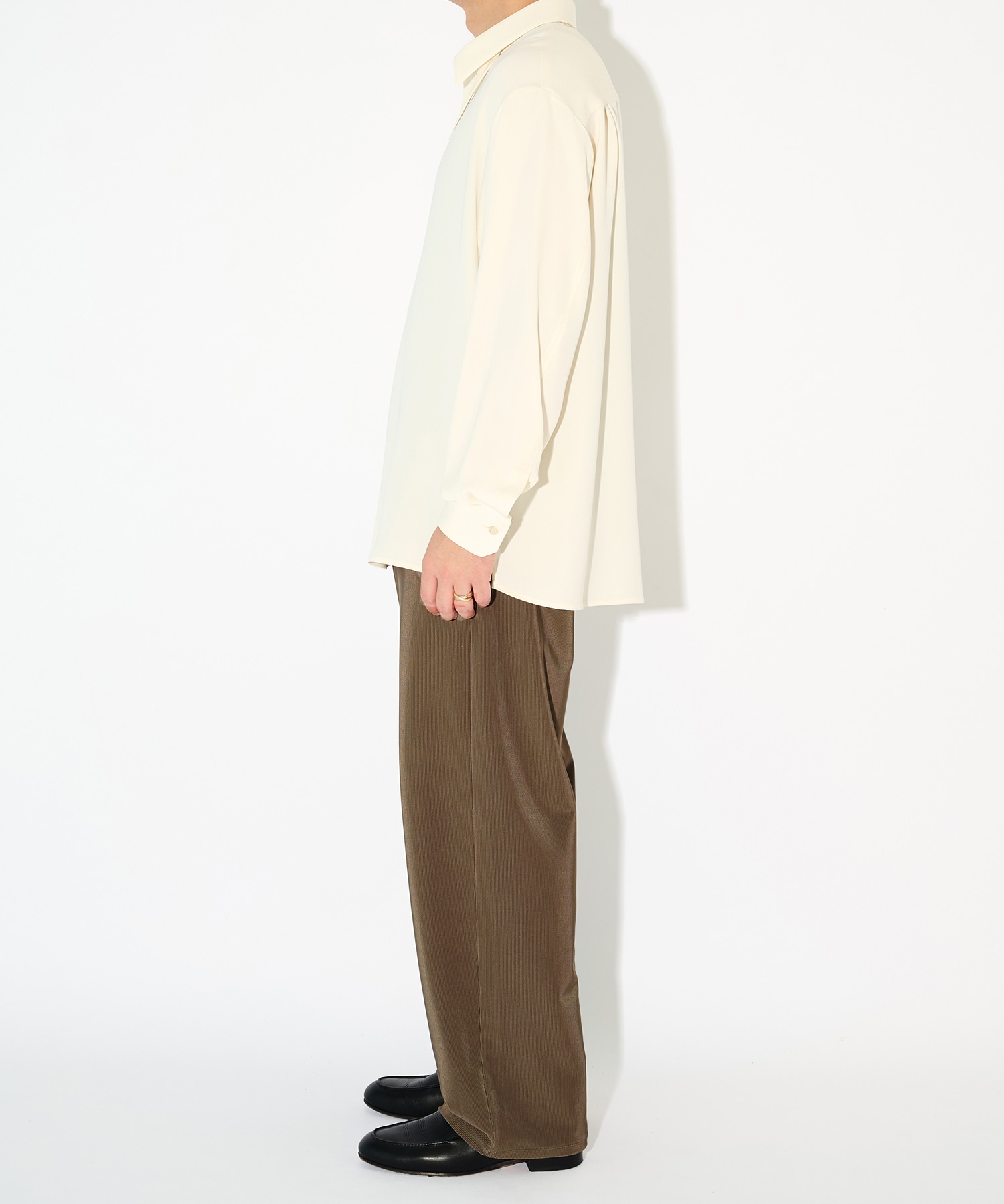 Stretch Fiber Cord Pique Drawstring Wide Pants CULLNI